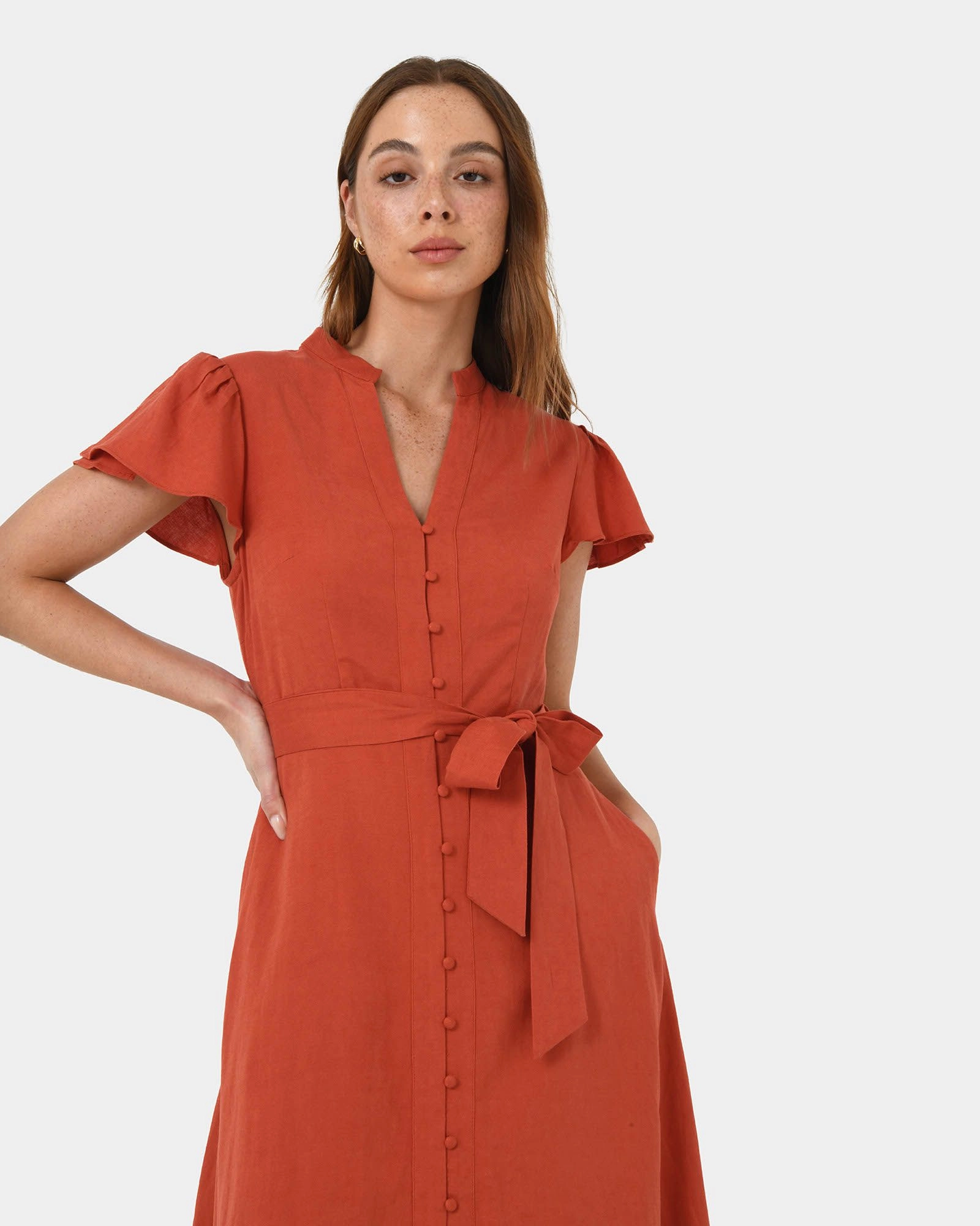 Forcast Clothing - Anne Linen Midi Dress