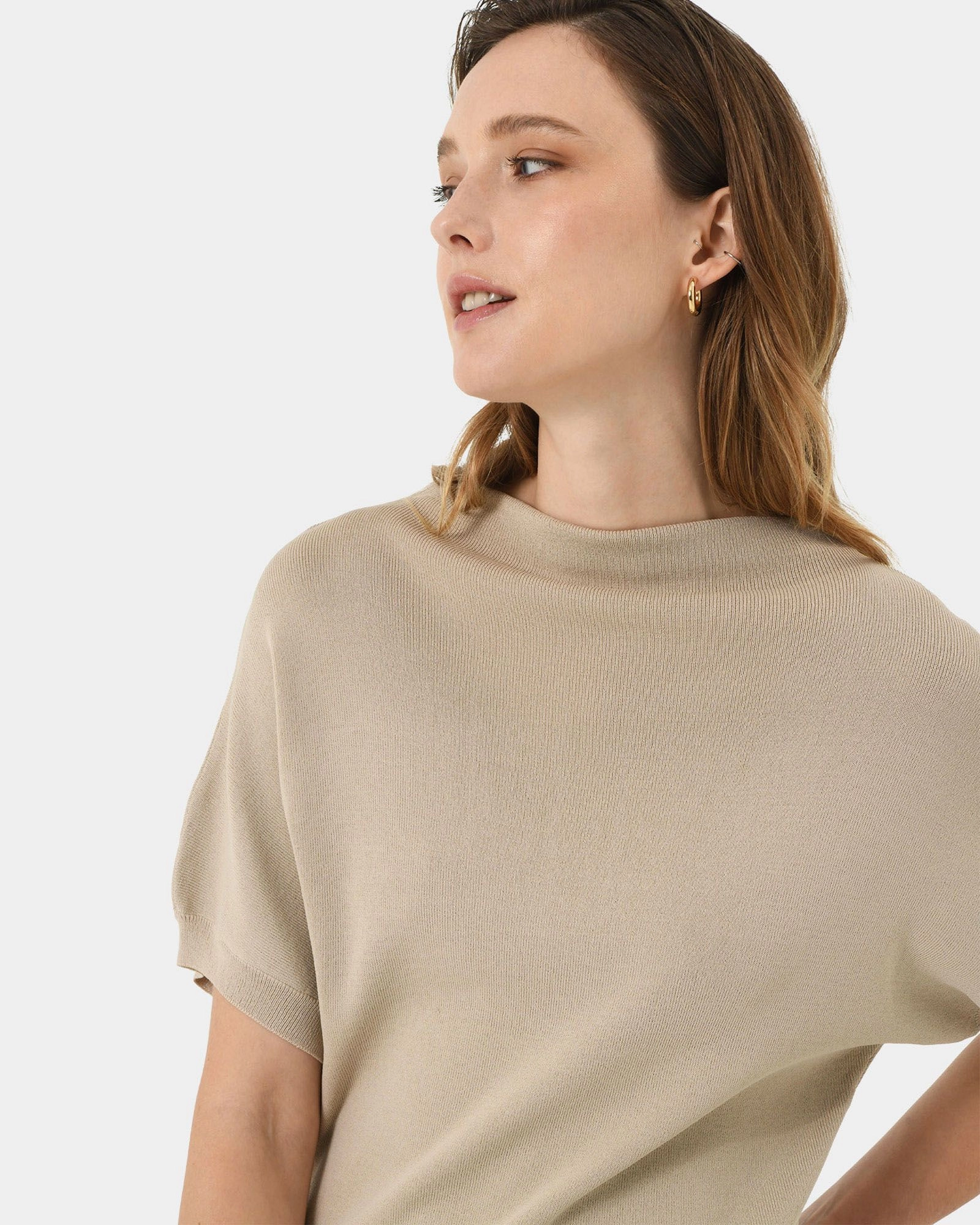 Maja High Neck Knit Top Oatmeal Forcast Forcast AU