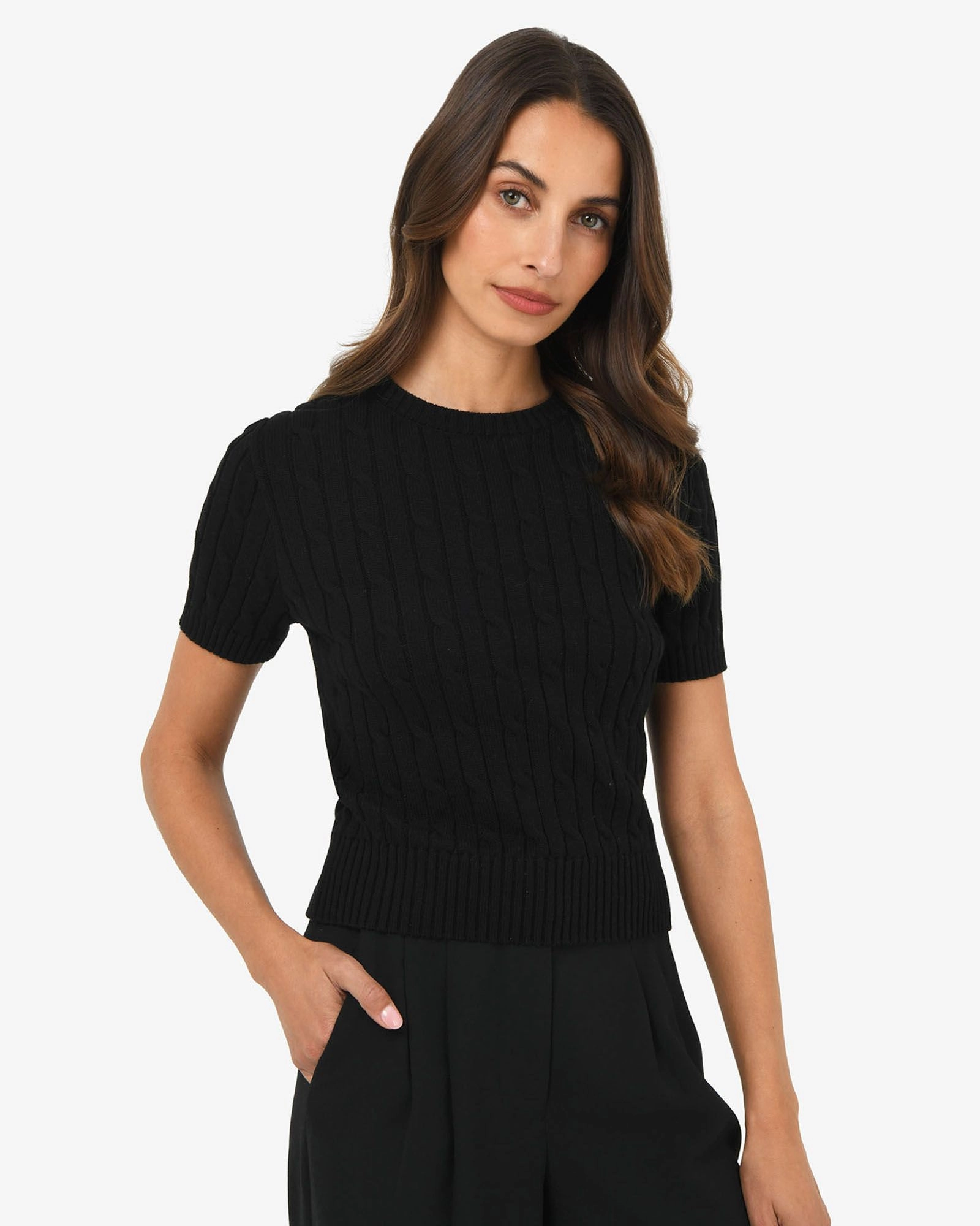 Forcast Clothing - Anita Short Sleeve Cable Knit 