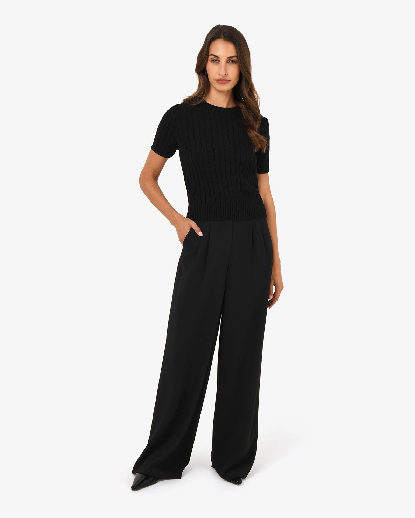 Forcast Clothing - Anita Short Sleeve Cable Knit 