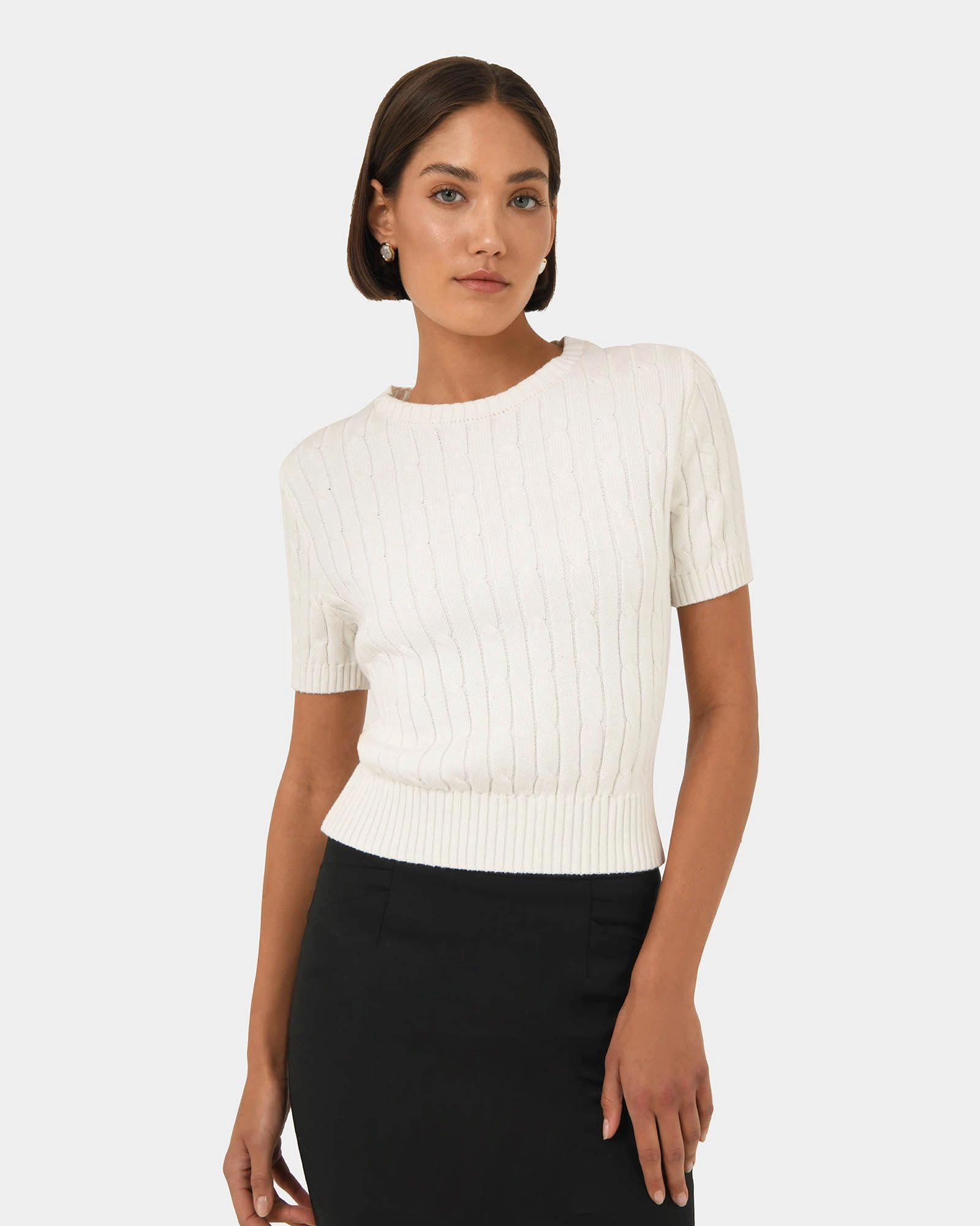 Forcast Clothing - Anita Short Sleeve Cable Knit 