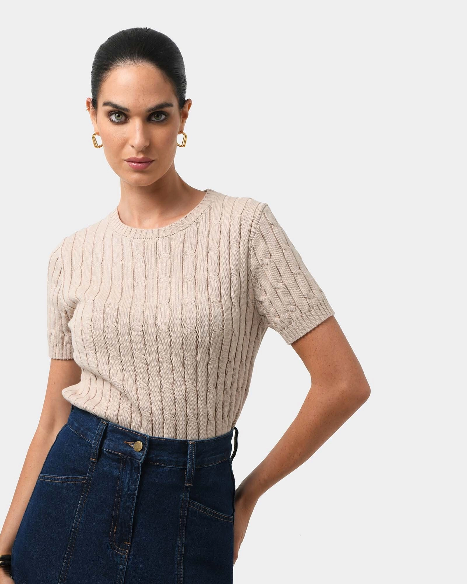 Forcast Clothing - Anita Short Sleeve Cable Knit
