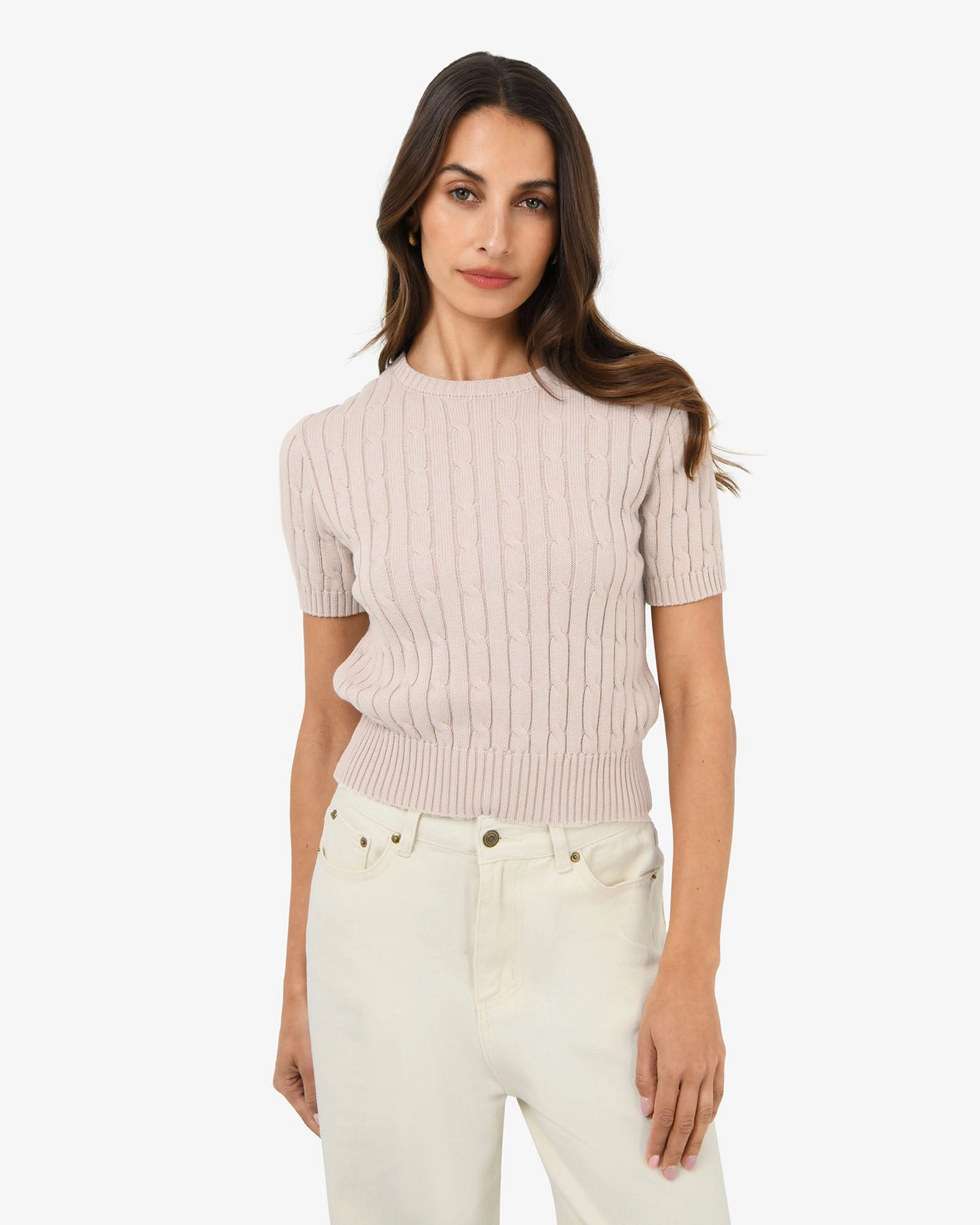 Forcast Clothing - Anita Short Sleeve Cable Knit
