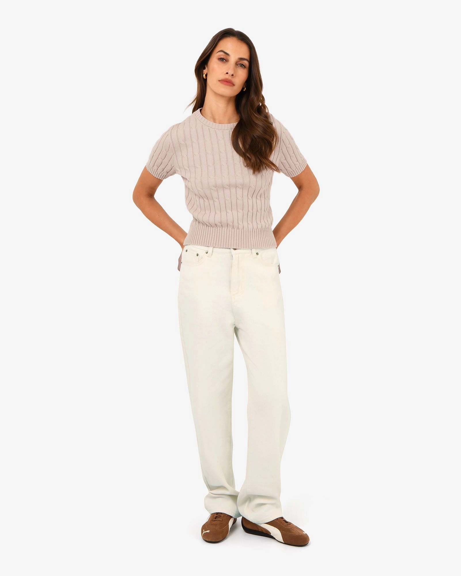 Forcast Clothing - Anita Short Sleeve Cable Knit
