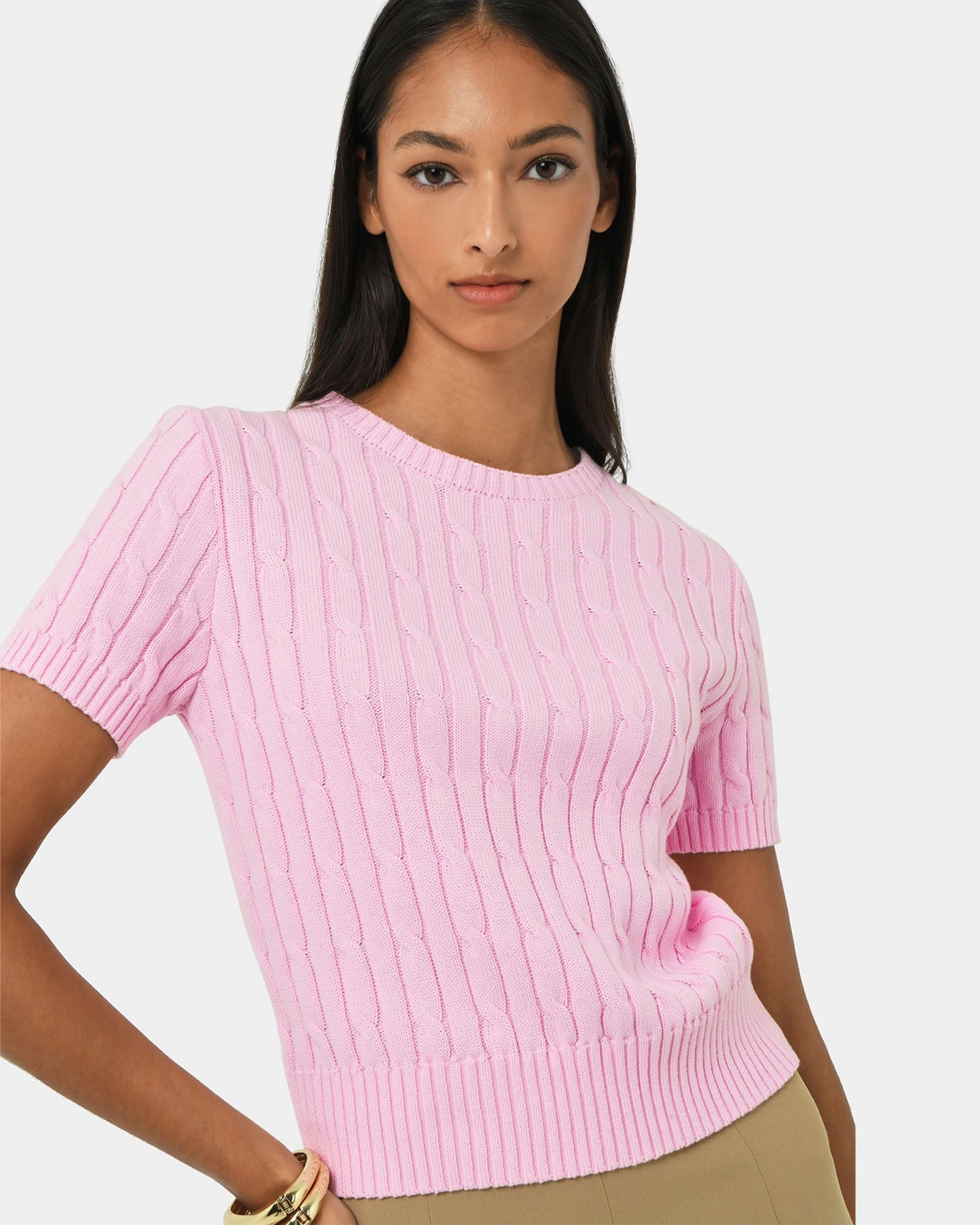 Forcast Clothing - Anita Short Sleeve Cable Knit 