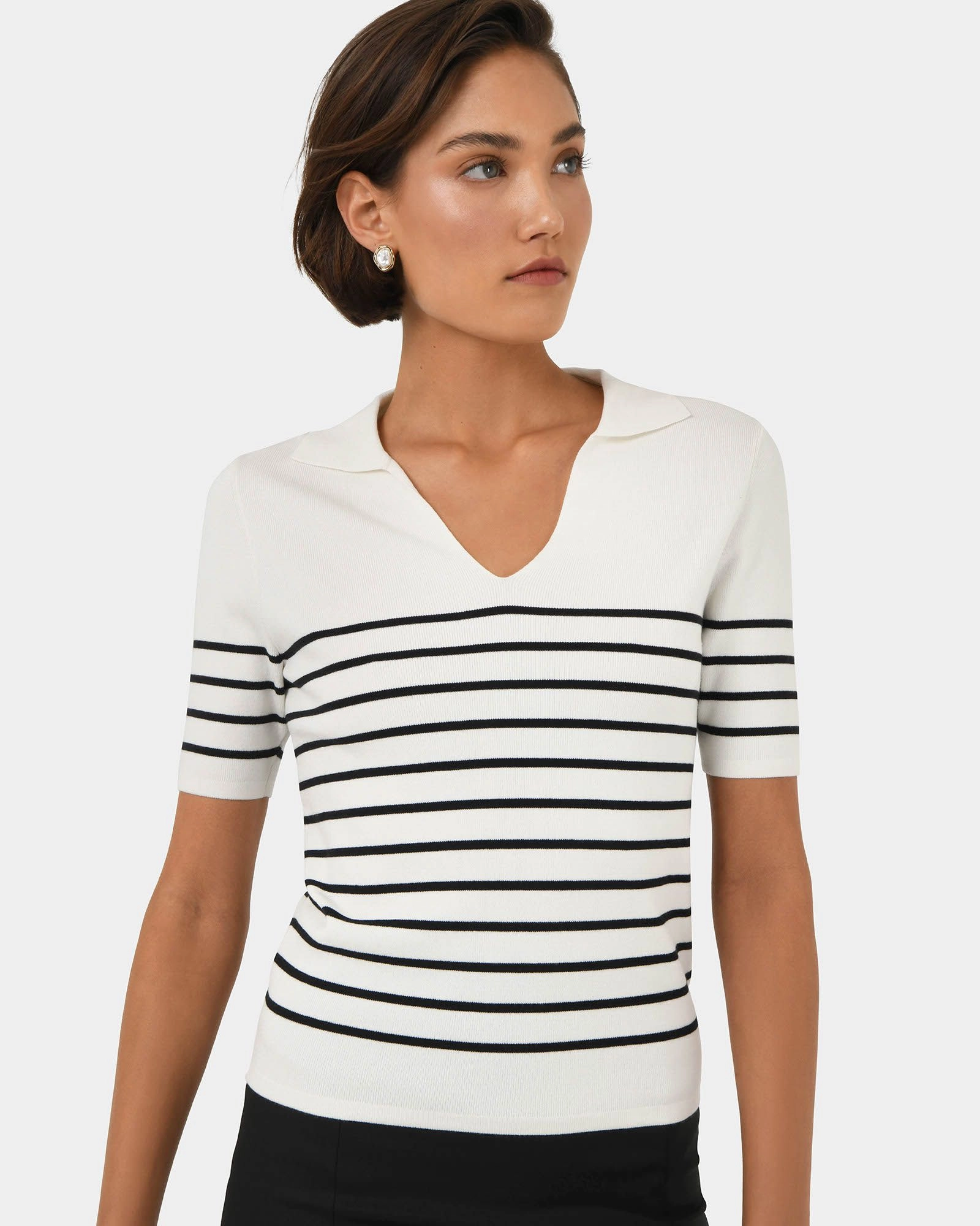 Forcast Clothing - Kiki V-Neck Collar Top