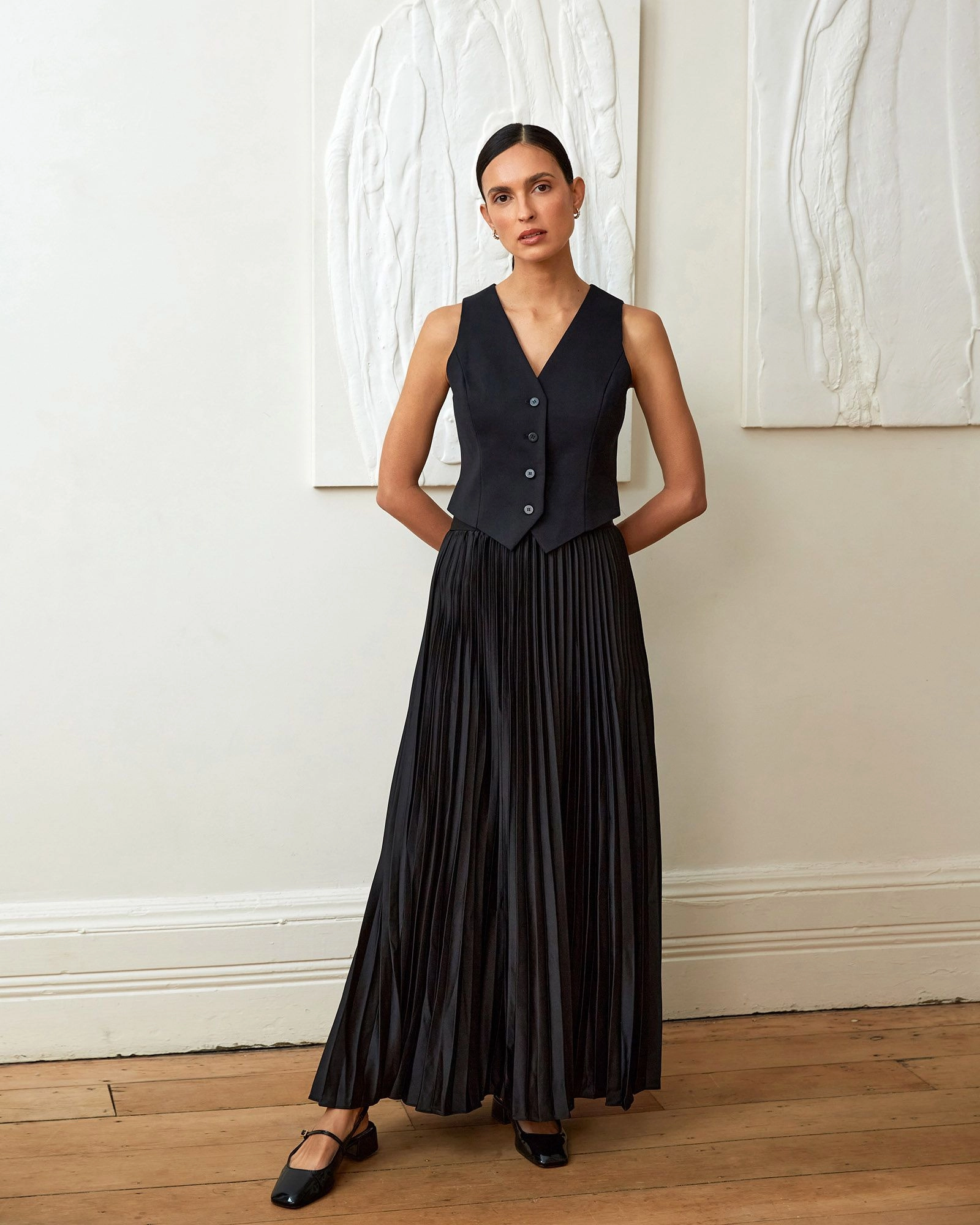 Zyla Satin Pleated Skirt