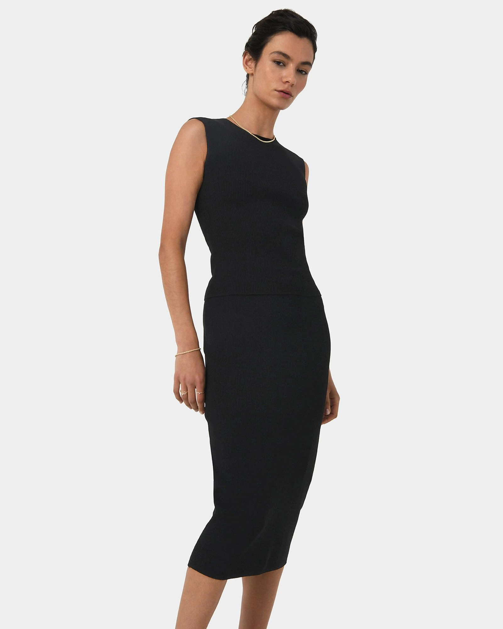 Viviana Ribbed Knit Midi Skirt Black Forcast Forcast AU