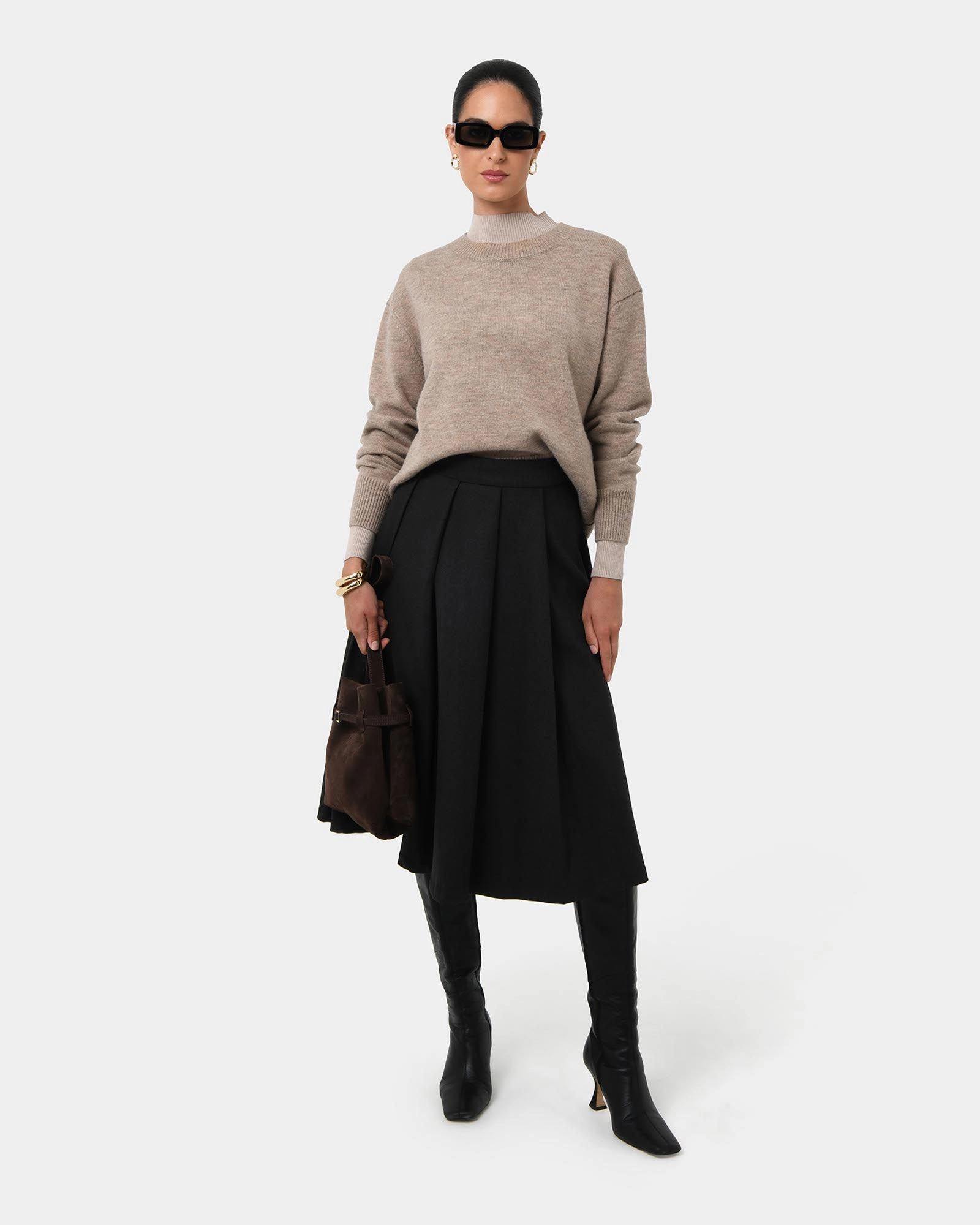 Forcast Clothing - Ryan Pleated Midi Skirt