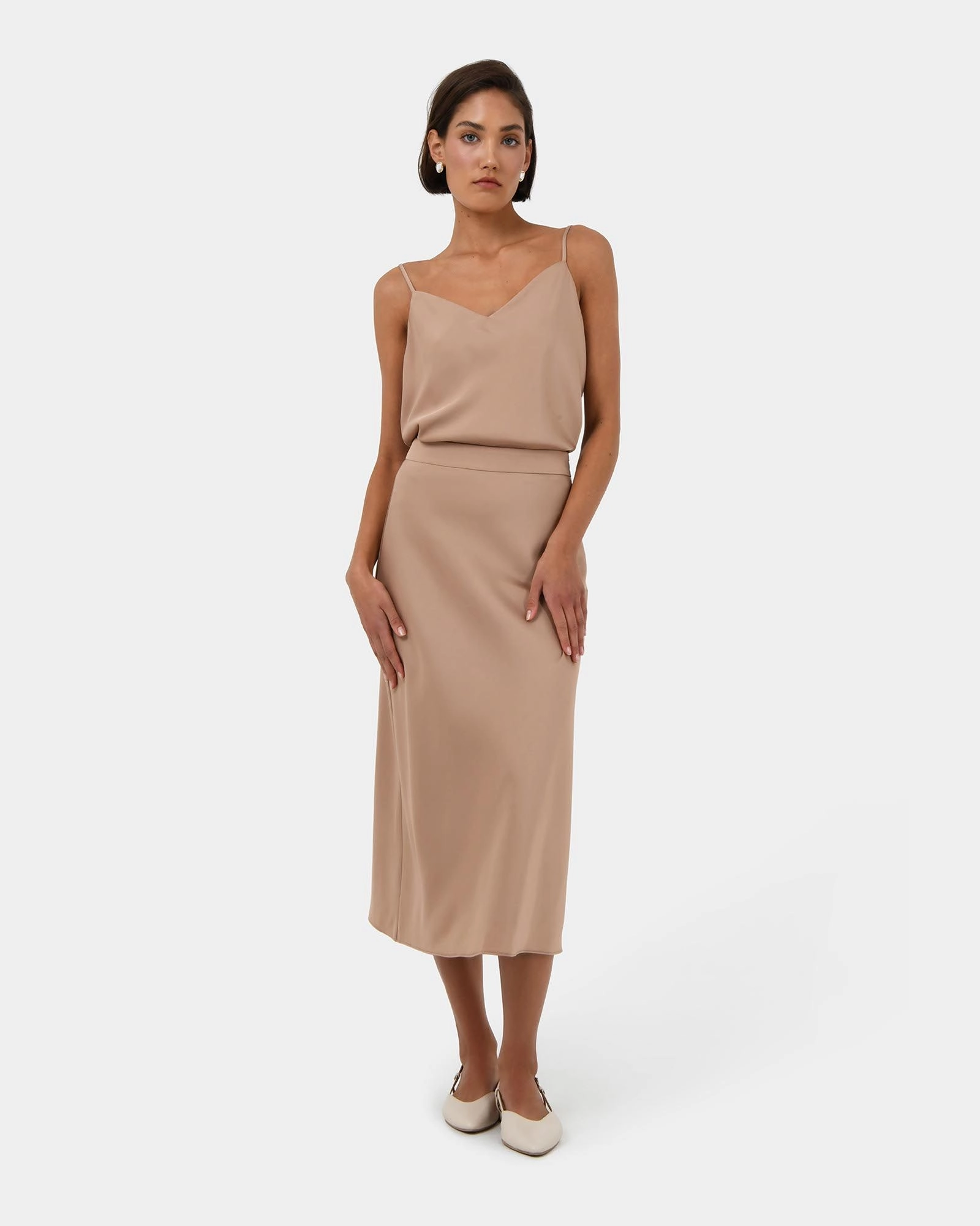 Forcast Clothing - Joy Satin Midi Skirt