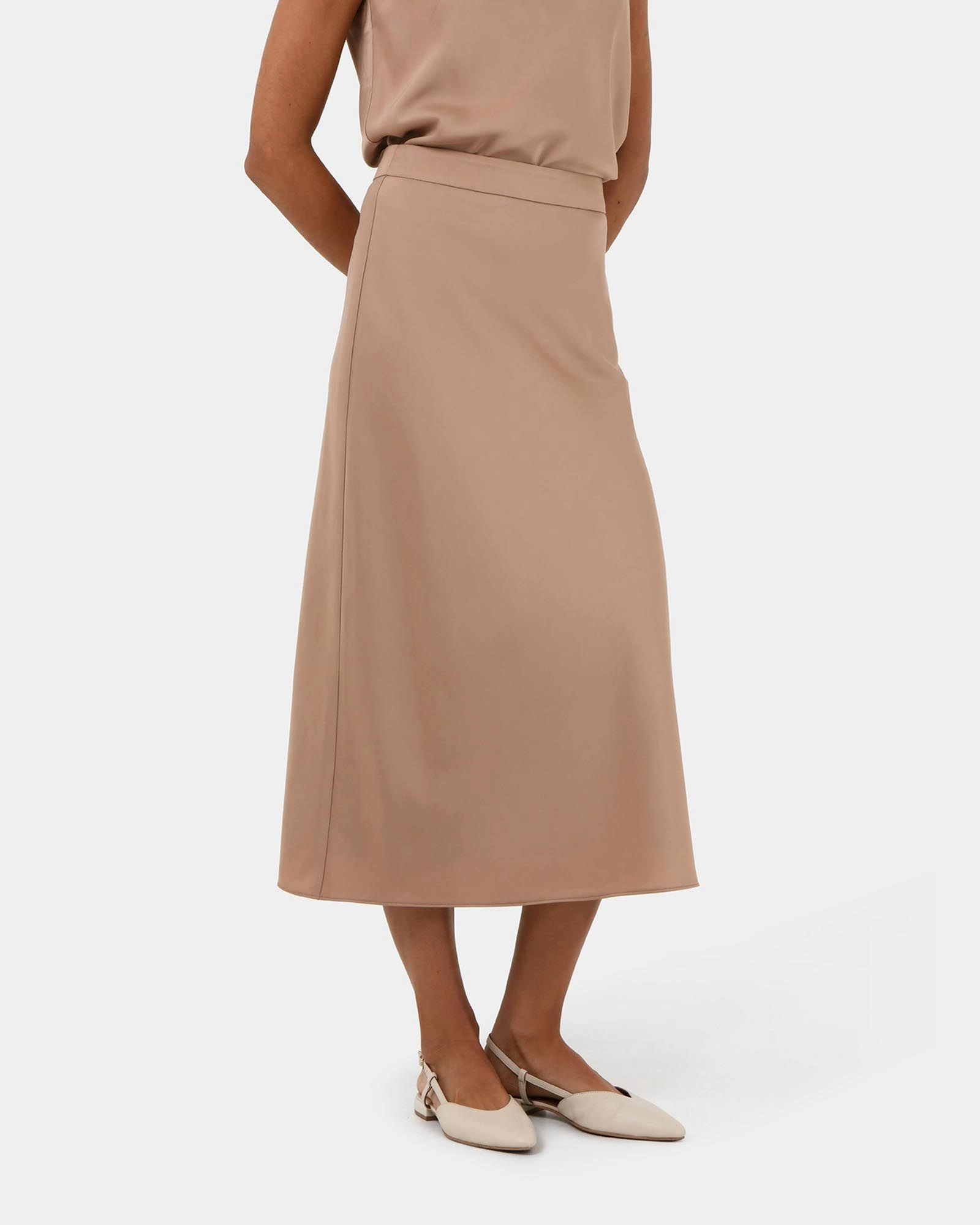 Forcast Clothing - Joy Satin Midi Skirt