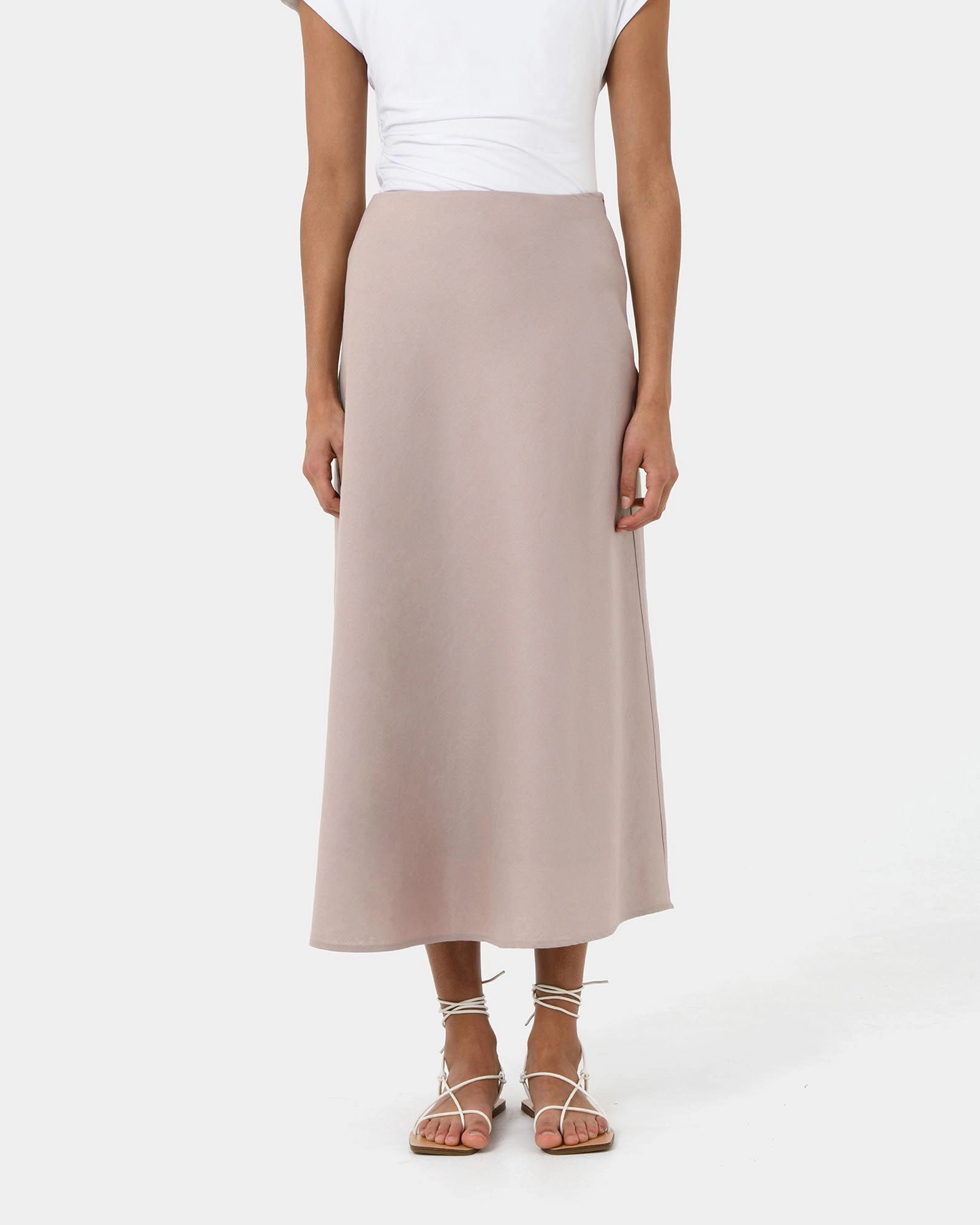 Forcast Clothing - Kade Linen Blend Midi Skirt