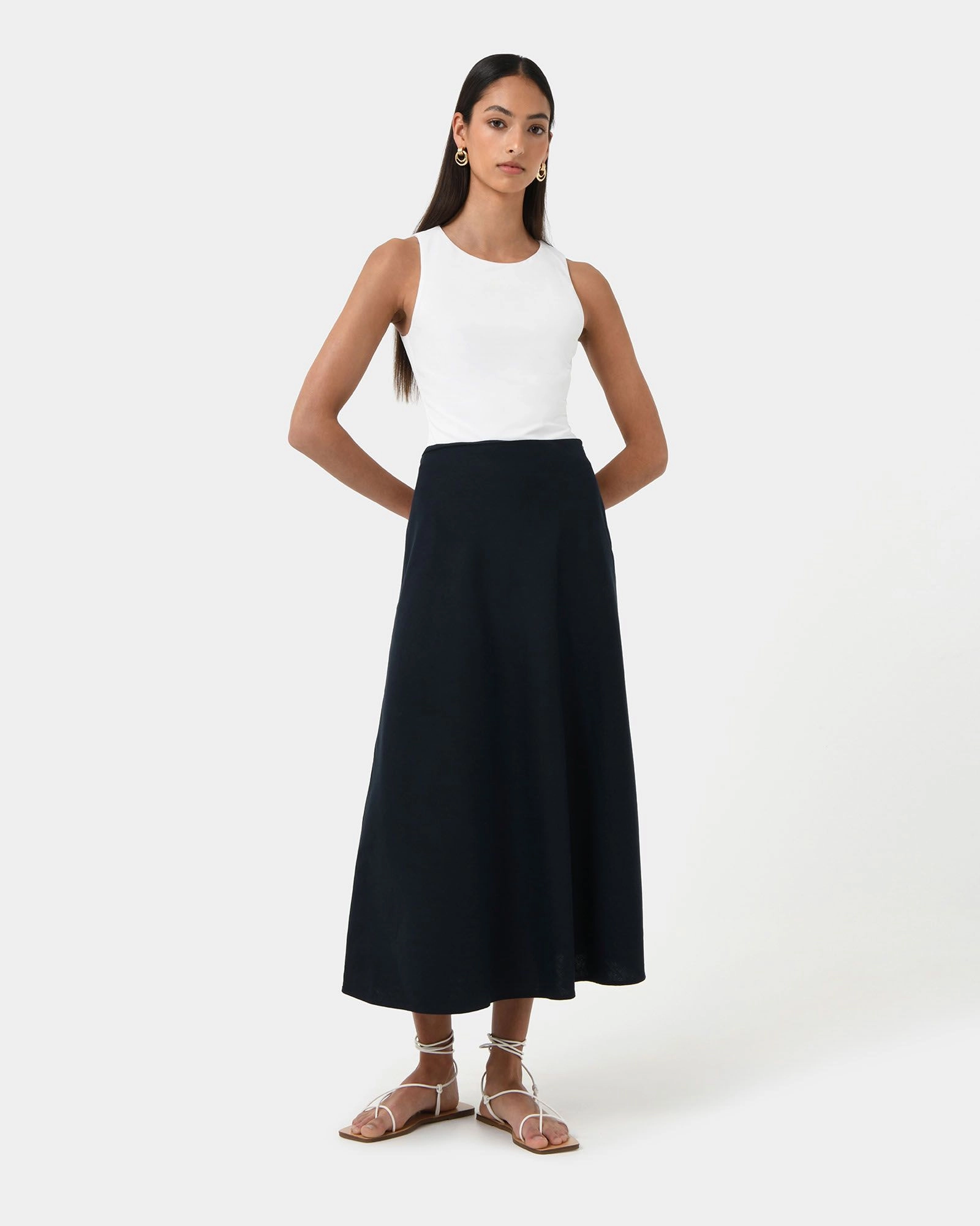 Forcast Clothing - Kade Linen Blend Midi Skirt