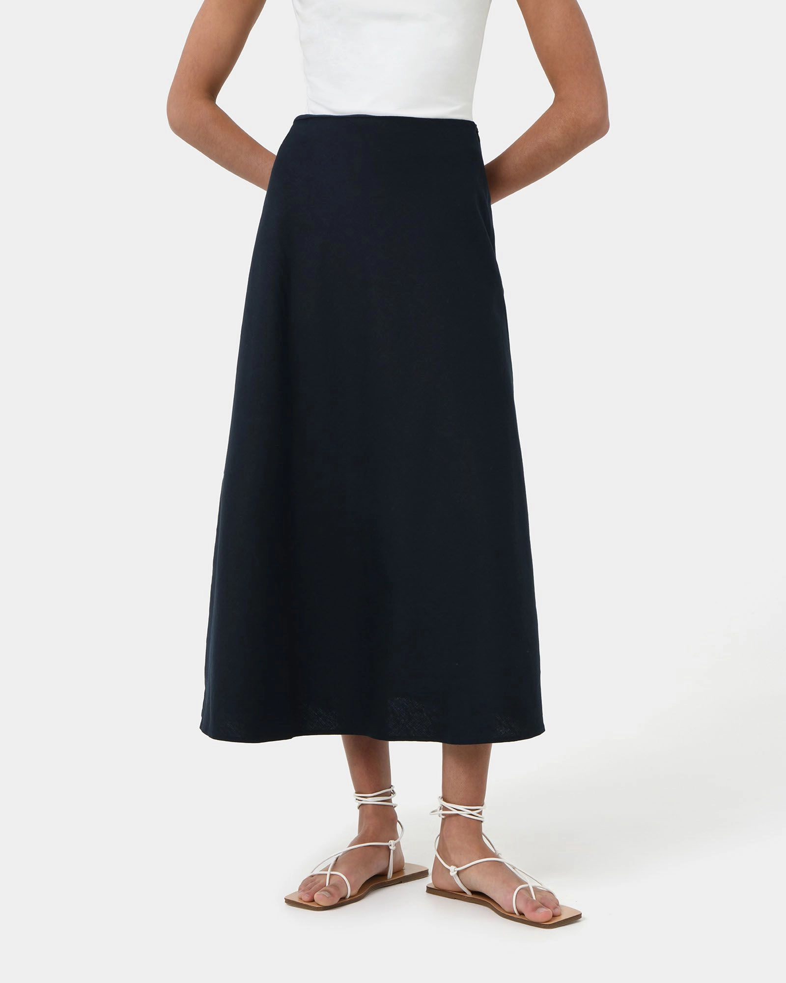 Forcast Clothing - Kade Linen Blend Midi Skirt