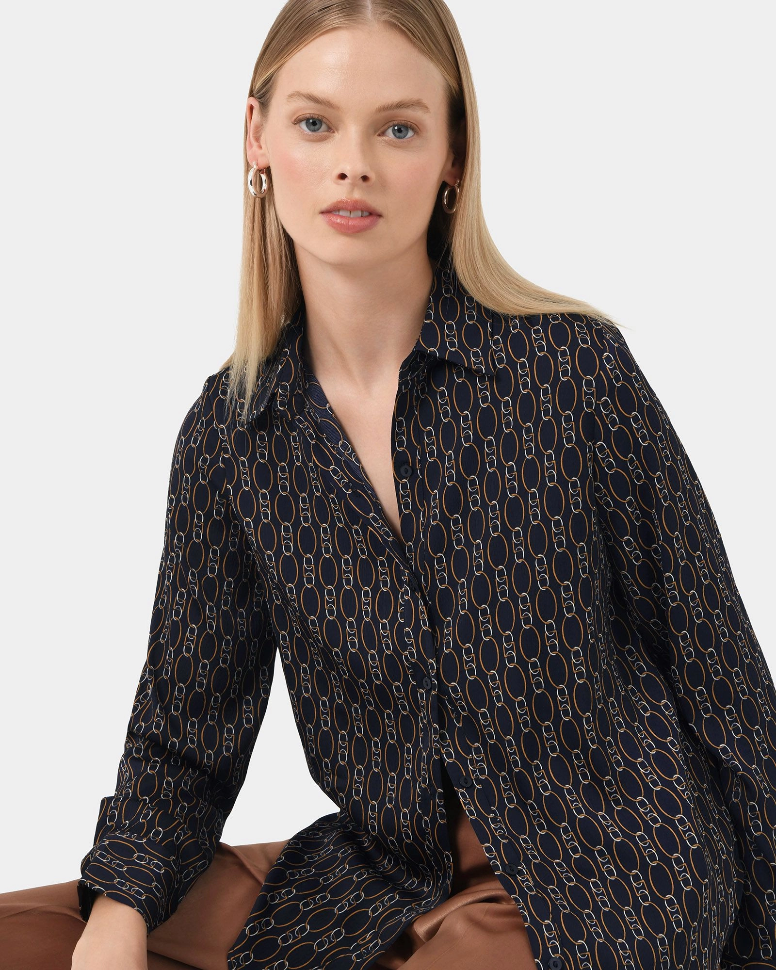 Forcast Clothing - Freya Chain Print Satin Blouse