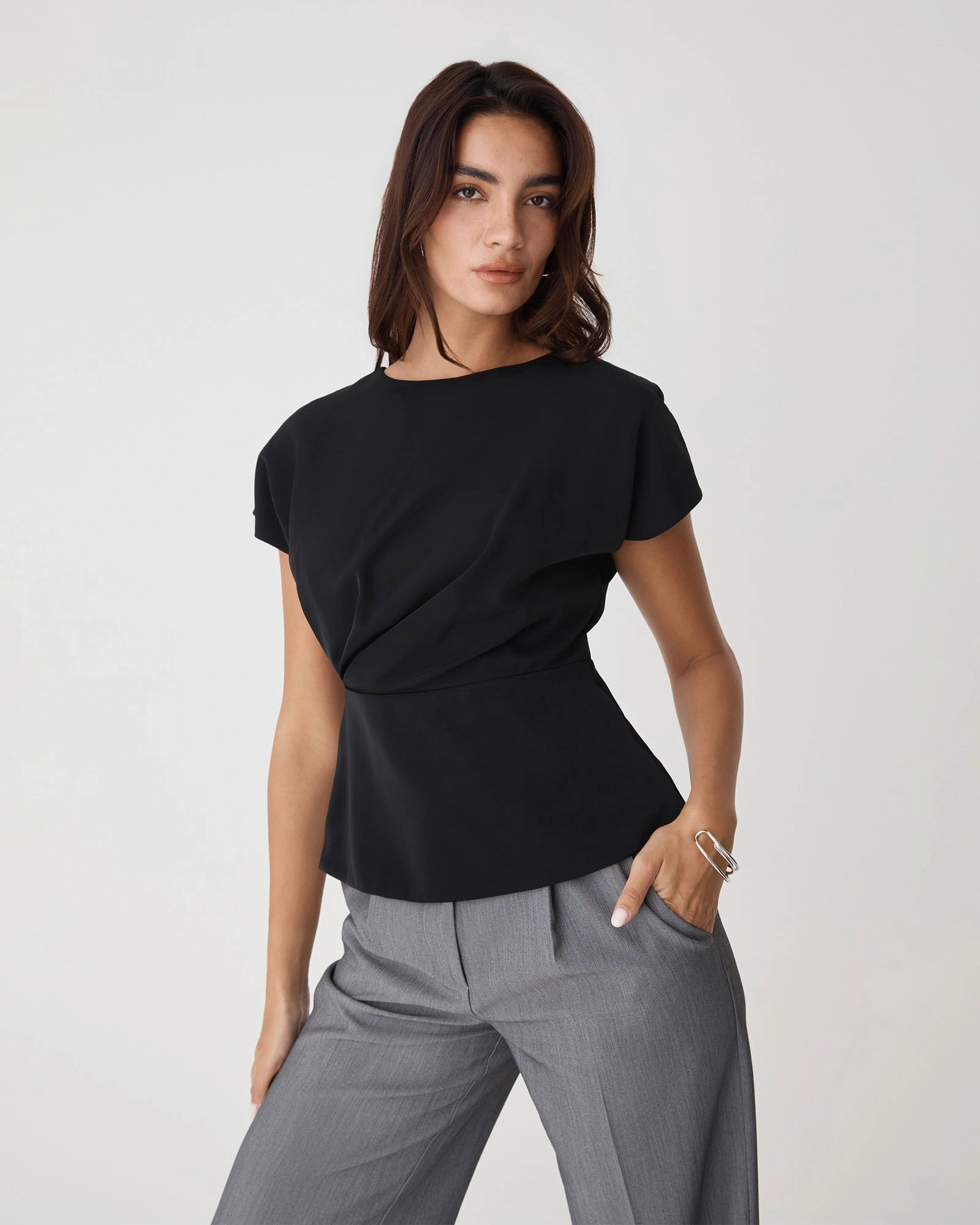 Forcast Clothing - Bonnie Gathered Peplum Top