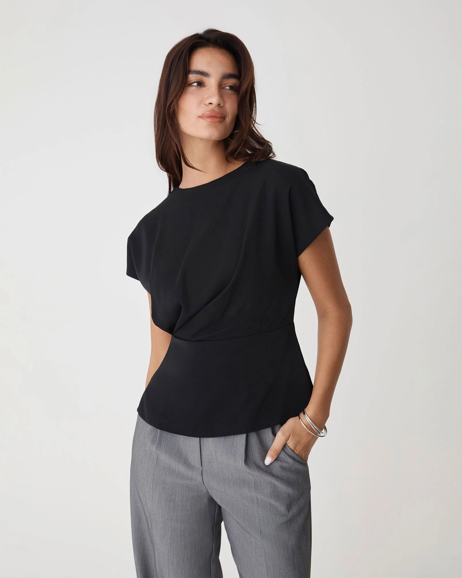 Forcast Clothing - Bonnie Gathered Peplum Top