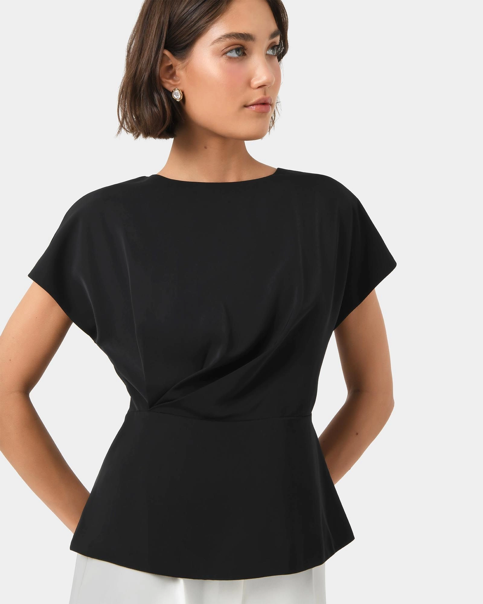 Forcast Clothing - Bonnie Gathered Peplum Top