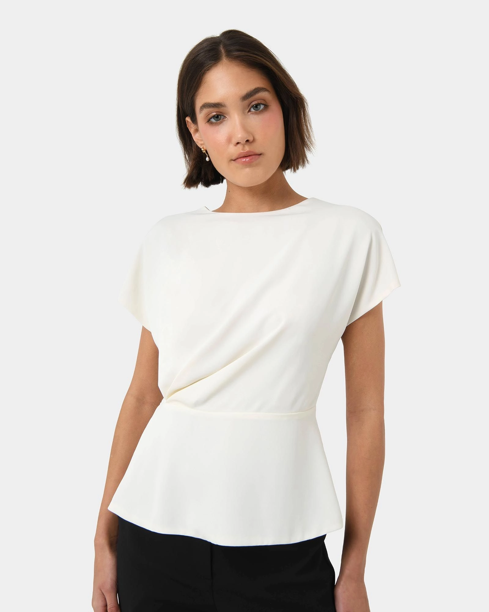 Forcast Clothing - Bonnie Gathered Peplum Top