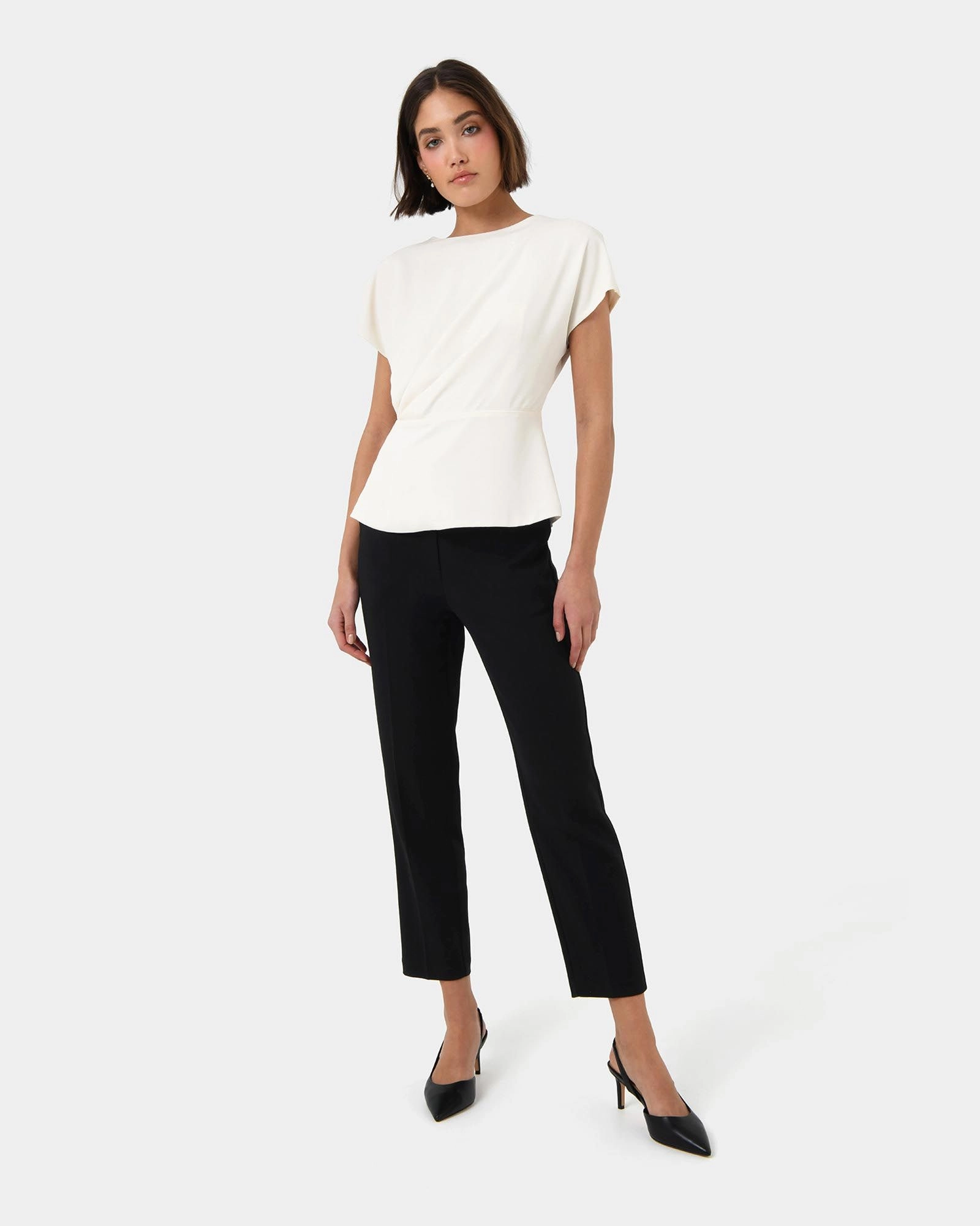 Forcast Clothing - Bonnie Gathered Peplum Top