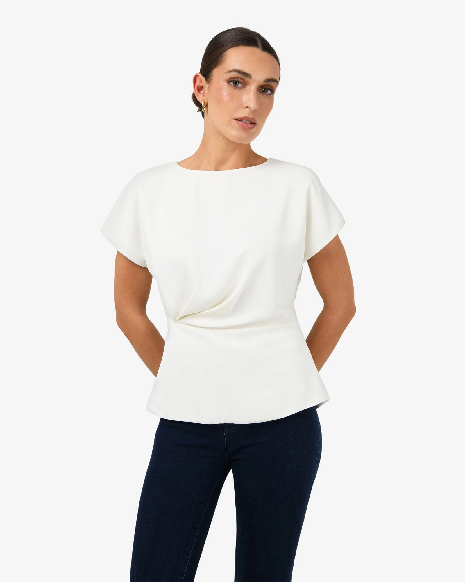 Forcast Clothing - Bonnie Gathered Peplum Top