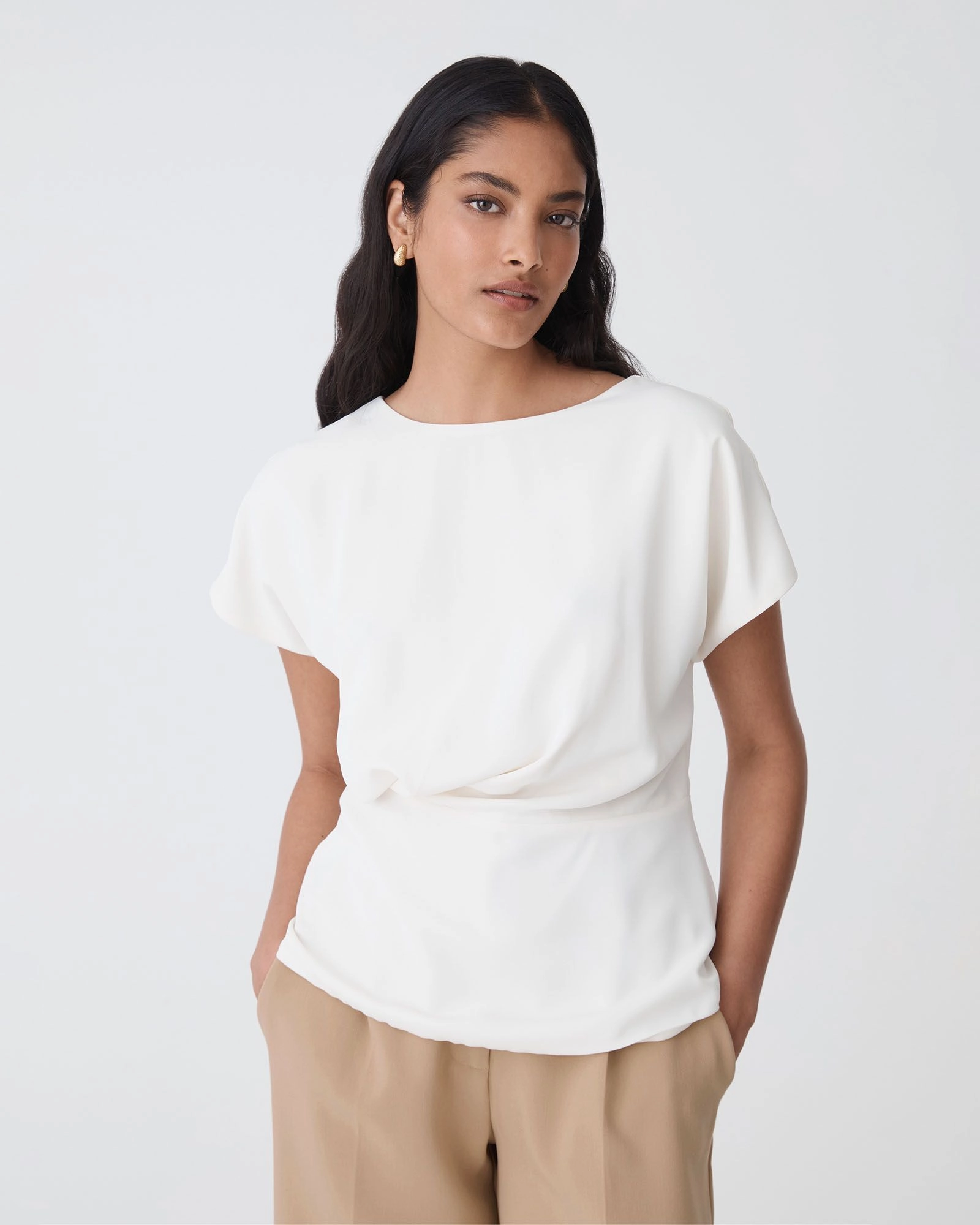 Forcast Clothing - Bonnie Gathered Peplum Top