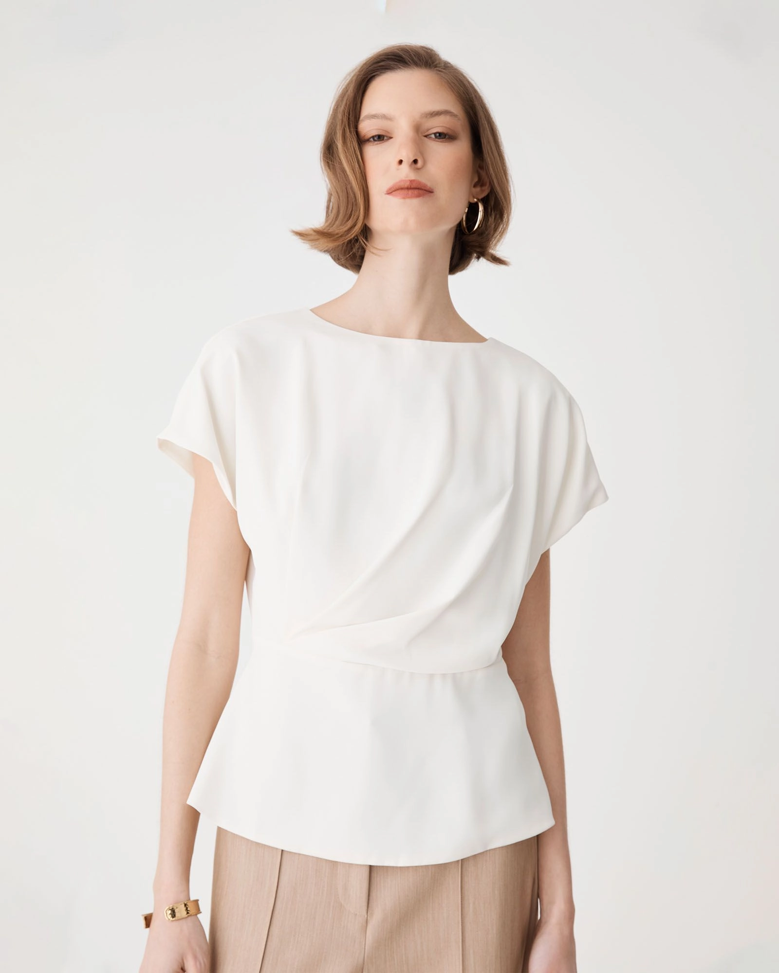 Forcast Clothing - Bonnie Gathered Peplum Top