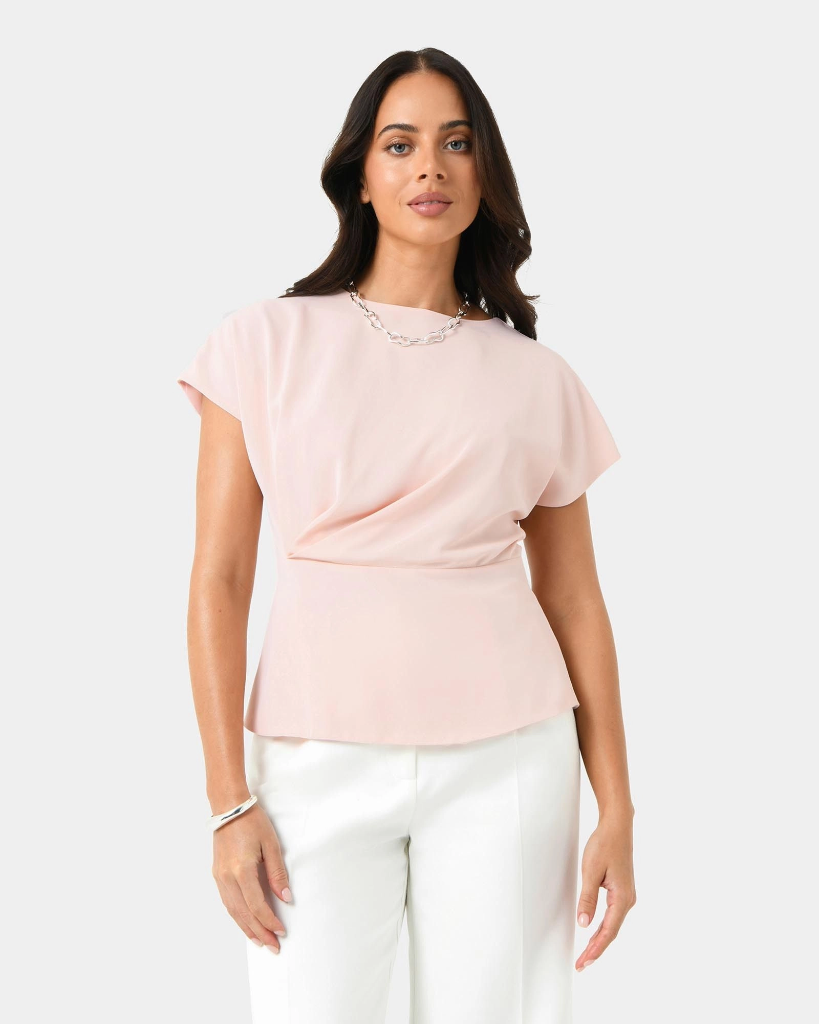 Forcast Clothing - Bonnie Gathered Peplum Top