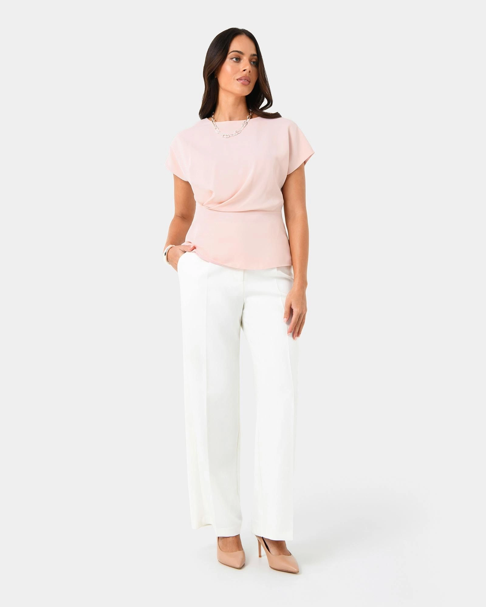 Forcast Clothing - Bonnie Gathered Peplum Top