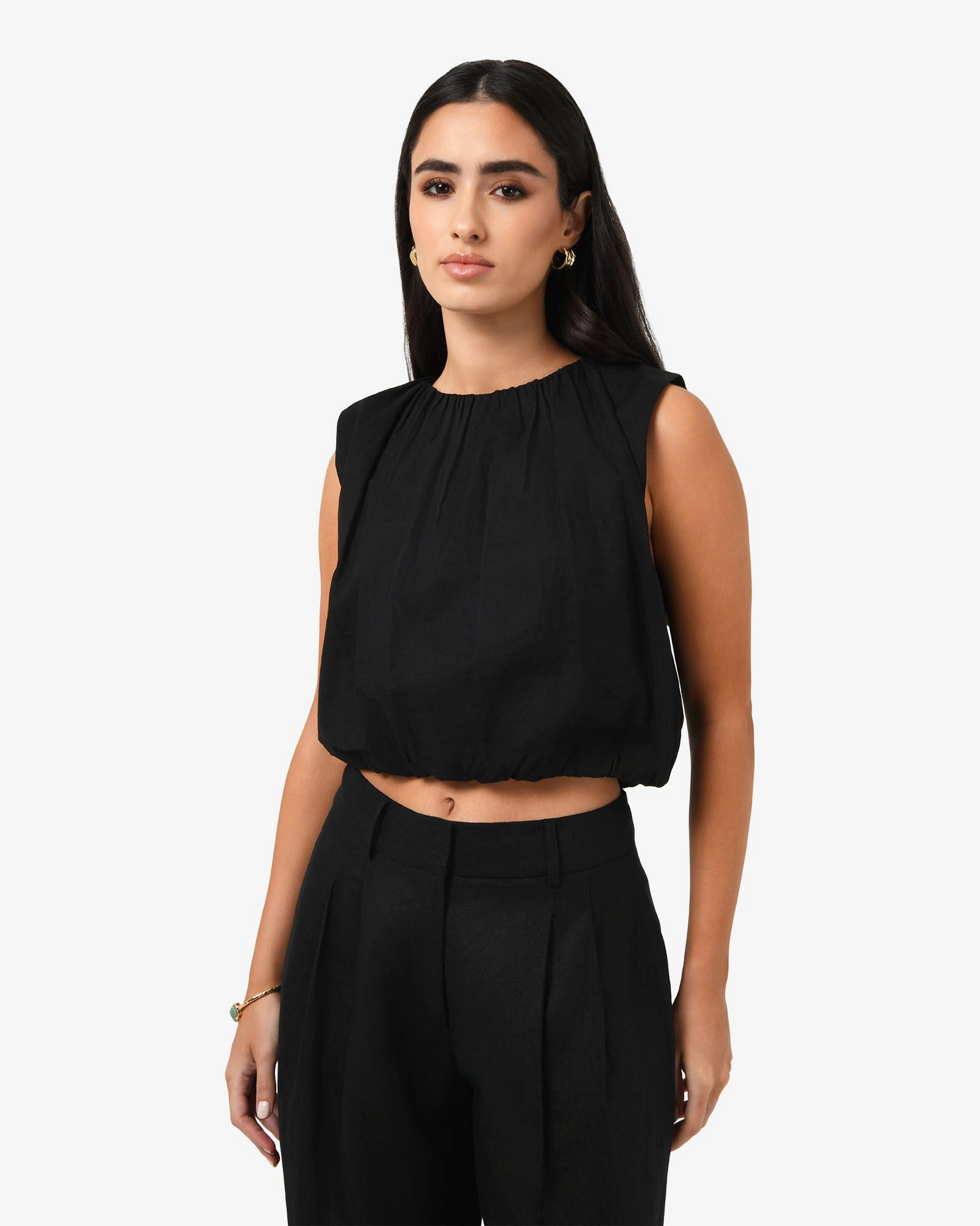 Forcast Clothing - Kenya Rouched Linen Top