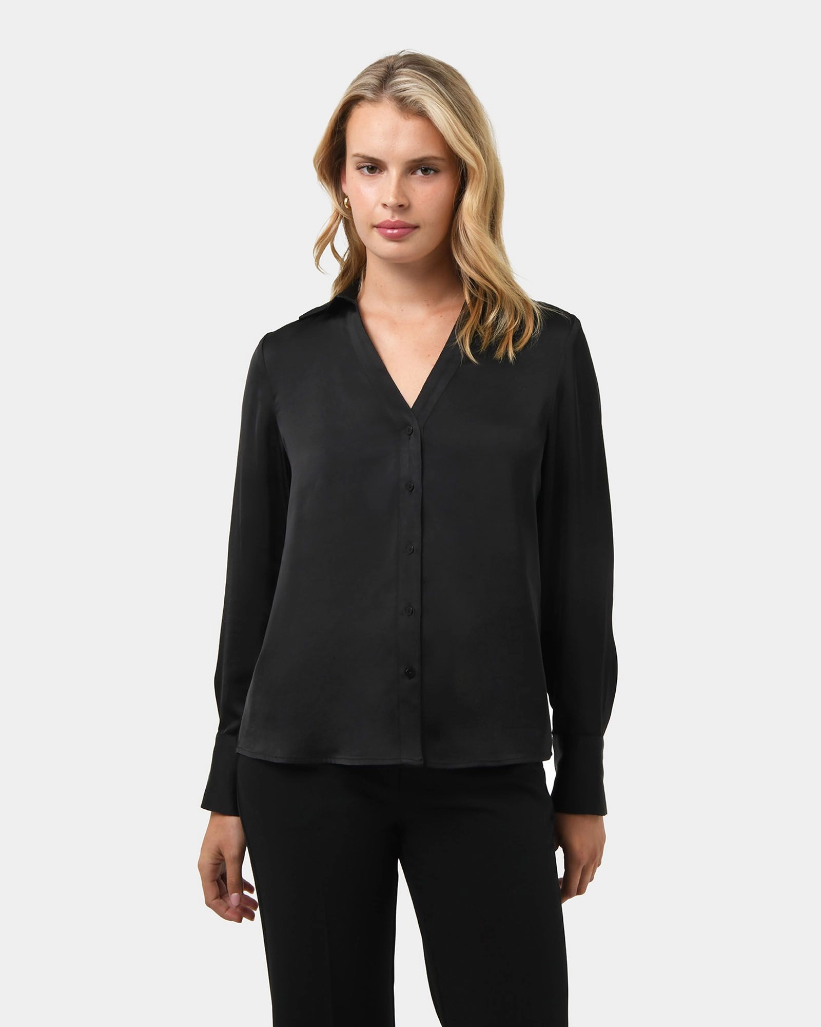 Forcast Clothing - Lila V-Neck Satin Blouse