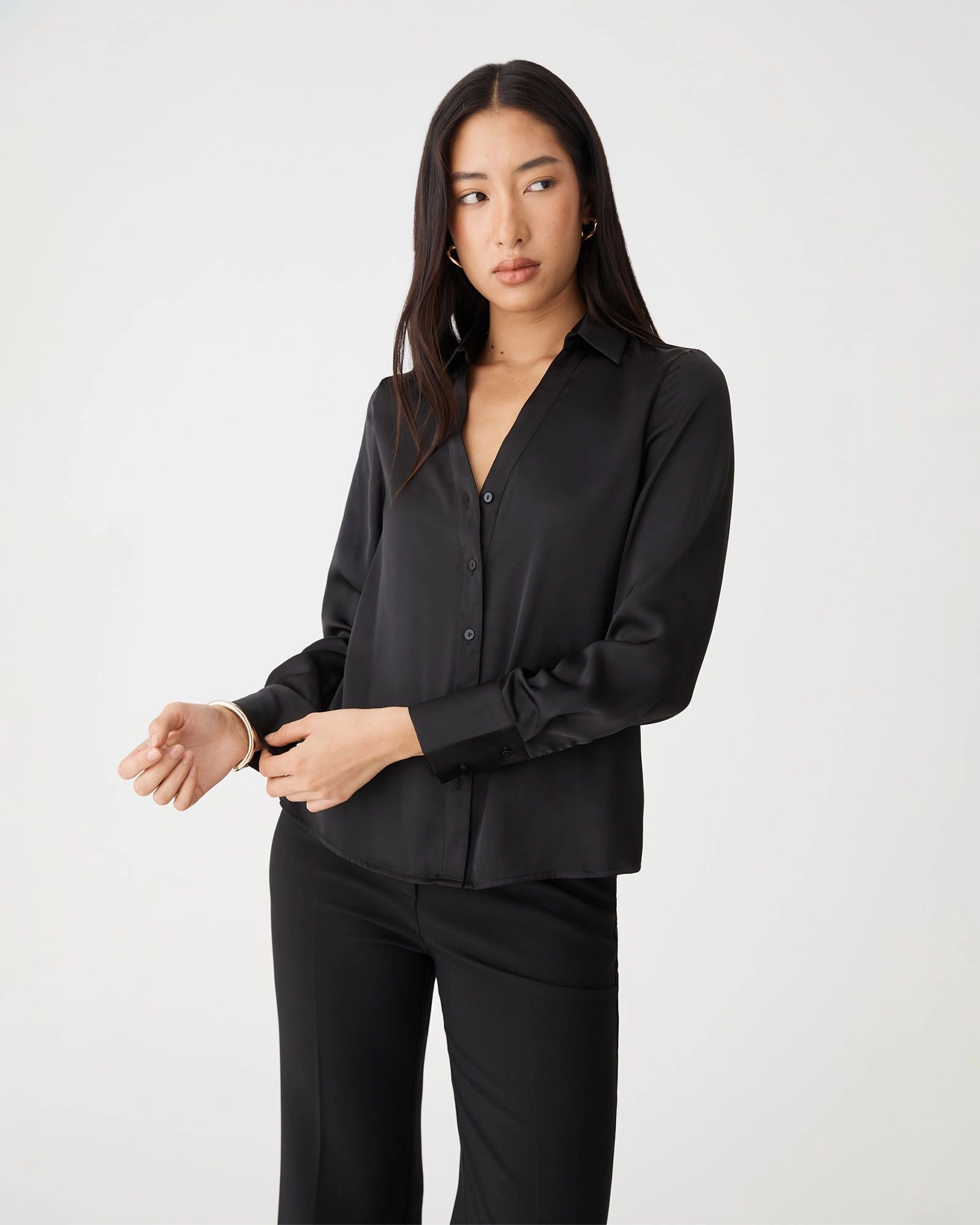 Forcast Clothing - Lila V-Neck Satin Blouse