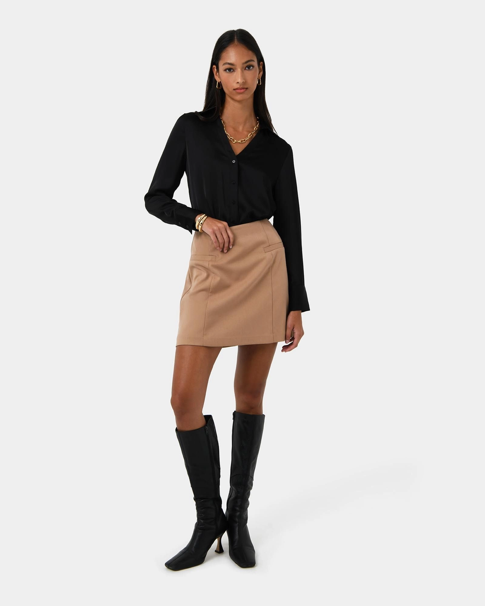 Forcast Clothing - Lila V-Neck Satin Blouse