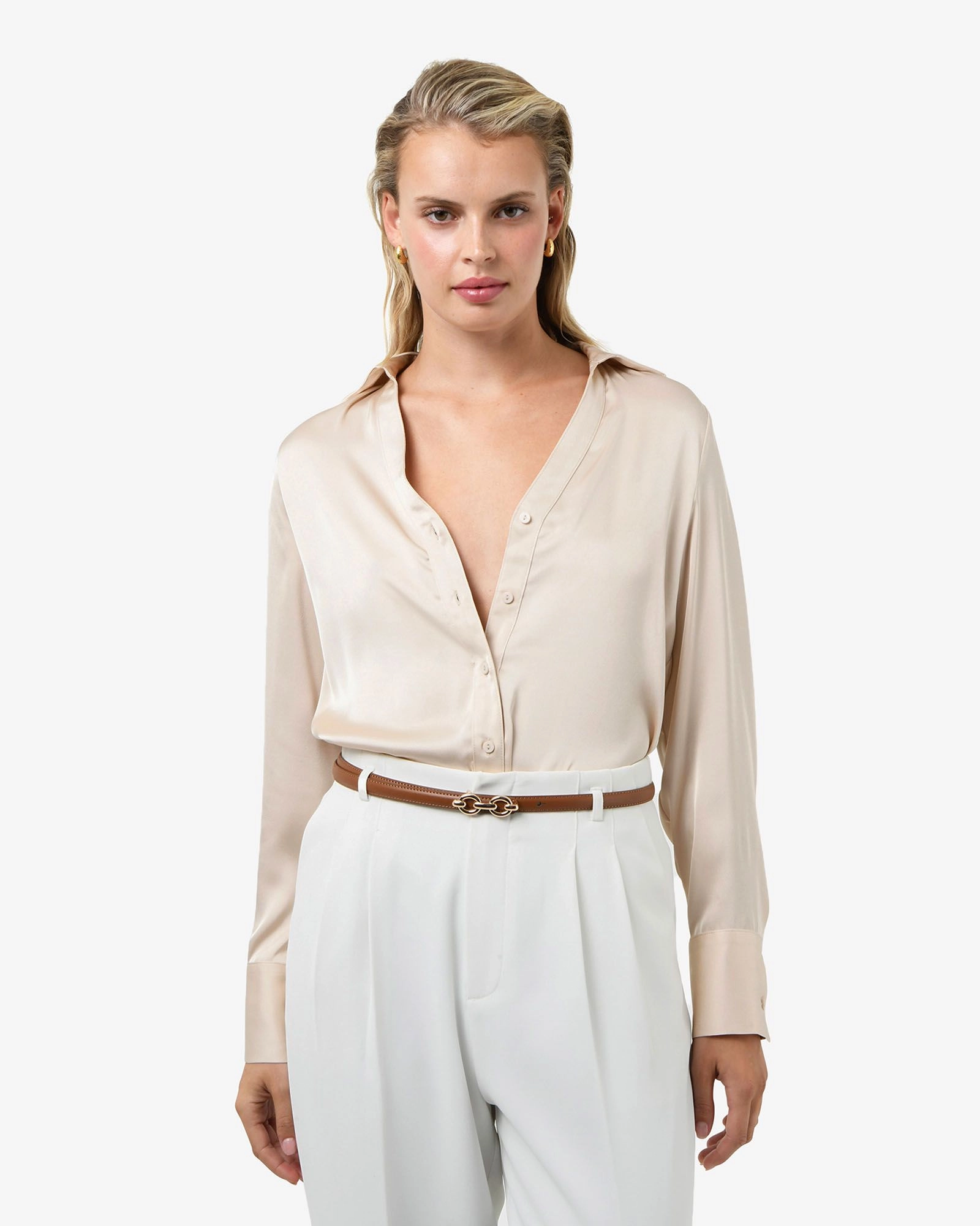 Forcast Clothing - Lila V-Neck Satin Blouse
