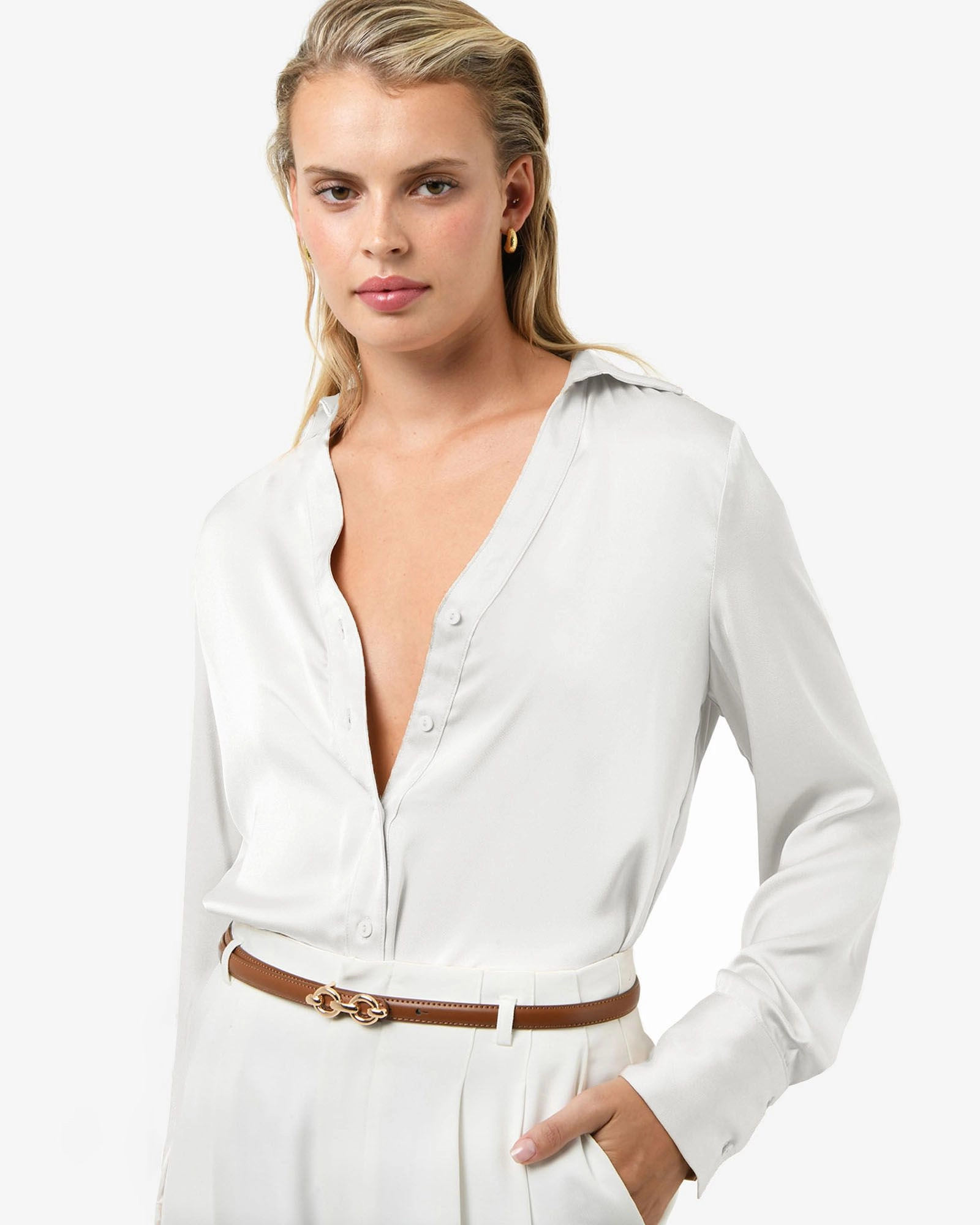 Forcast Clothing - Lila V-Neck Satin Blouse