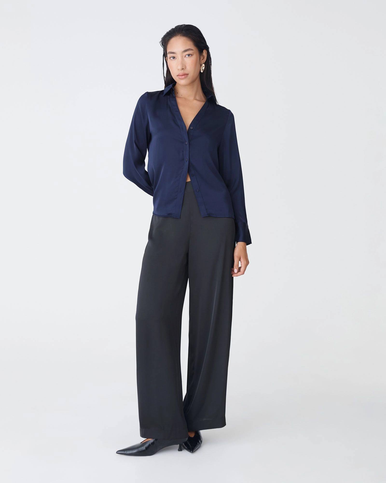 Forcast Clothing - Lila V-Neck Satin Blouse