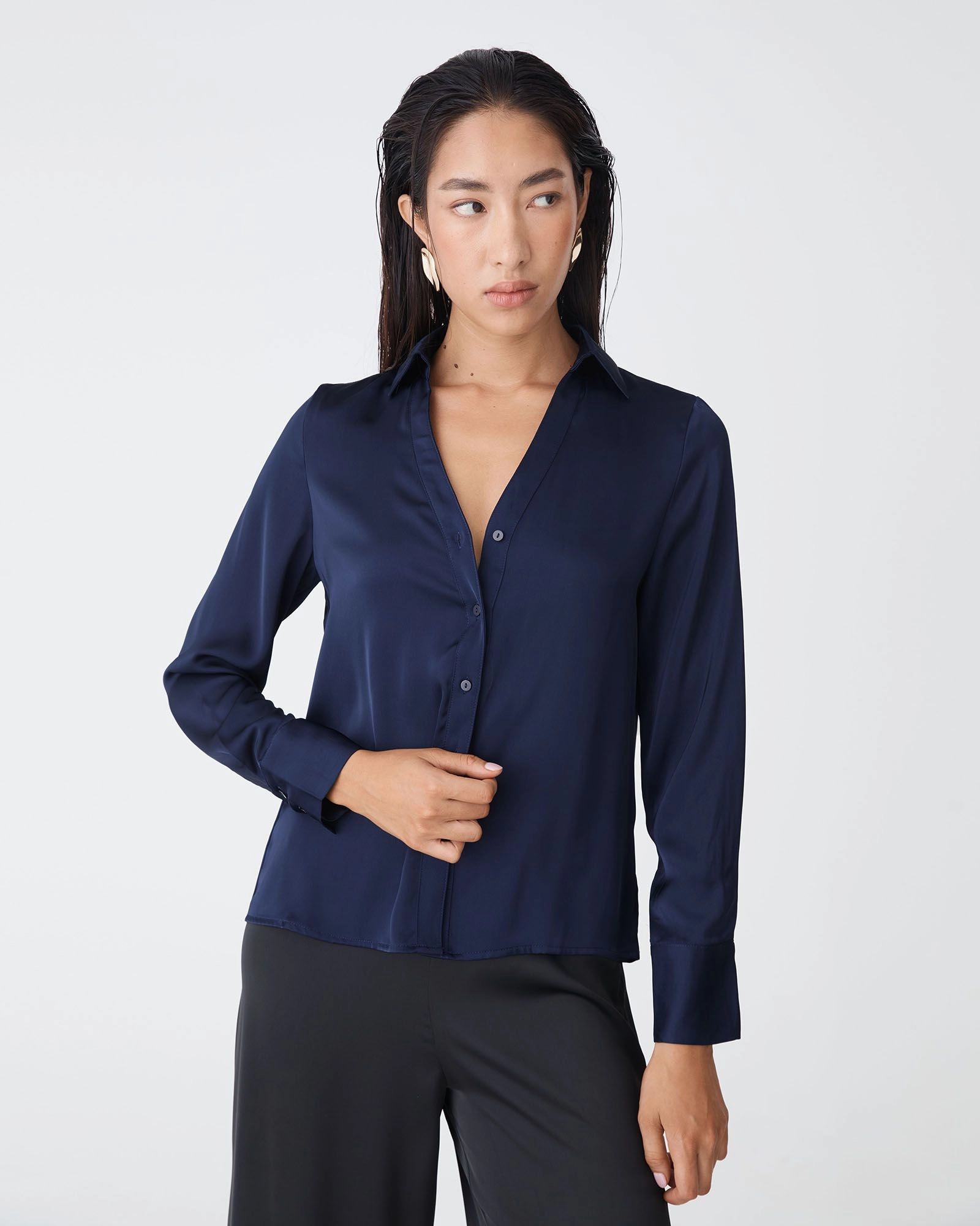 Forcast Clothing - Lila V-Neck Satin Blouse