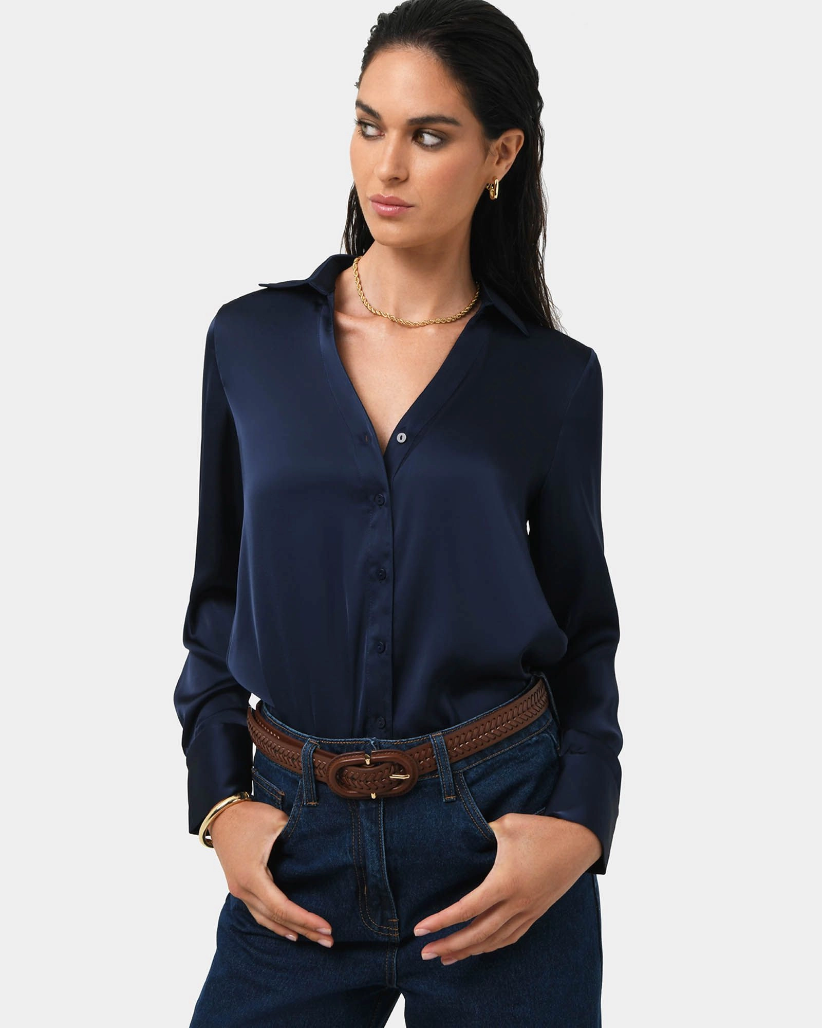 Forcast Clothing - Lila V-Neck Satin Blouse