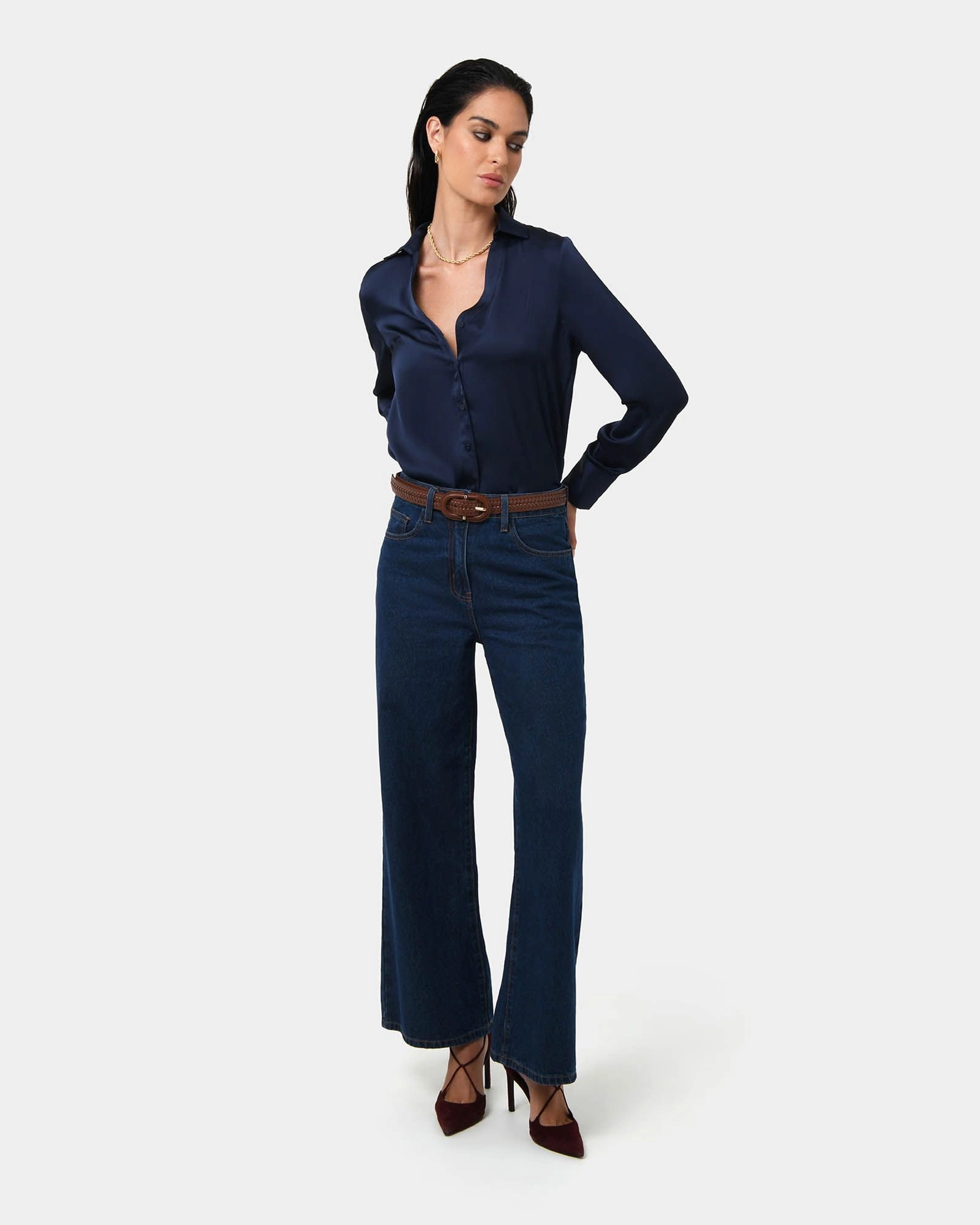 Forcast Clothing - Lila V-Neck Satin Blouse