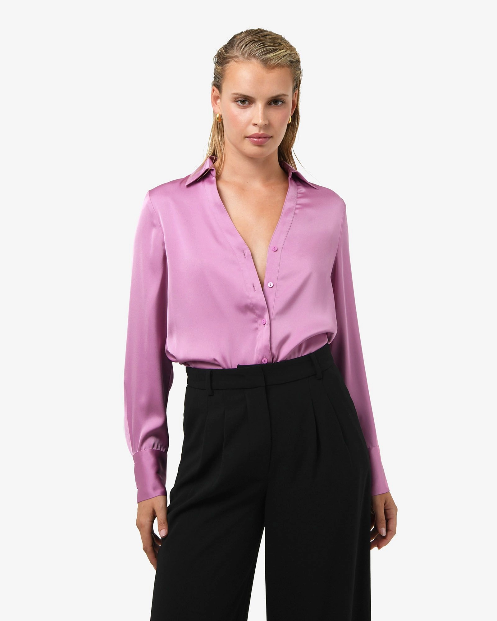 Forcast Clothing - Lila V-neck Satin Blouse