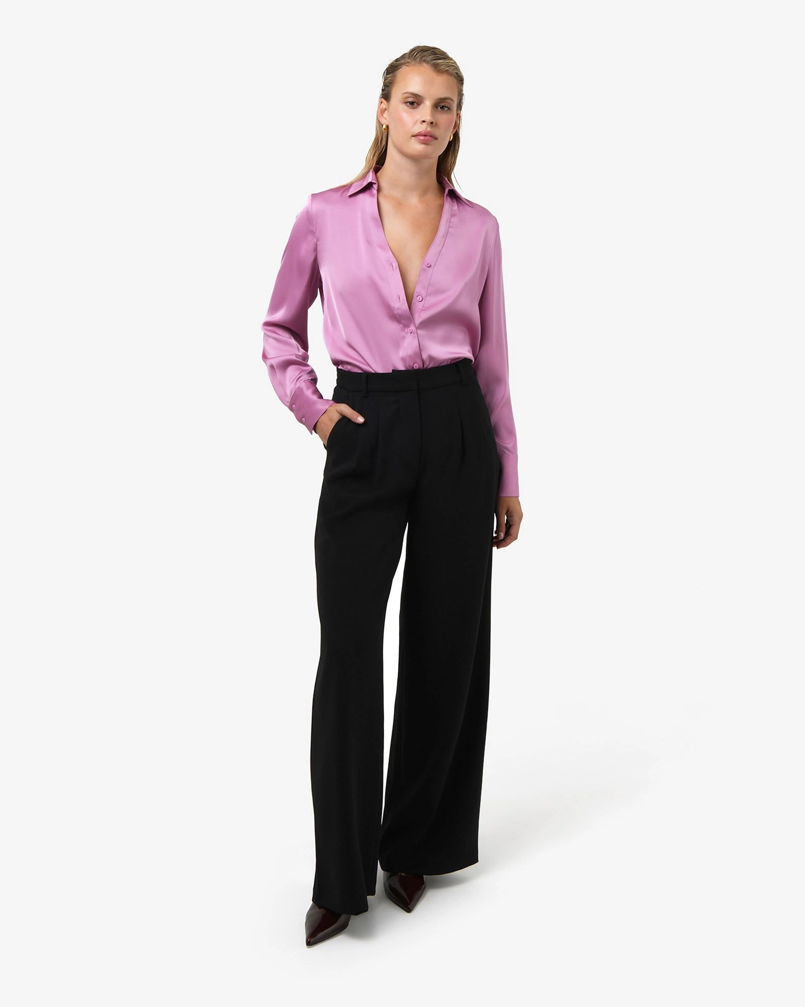 Forcast Clothing - Lila V-neck Satin Blouse