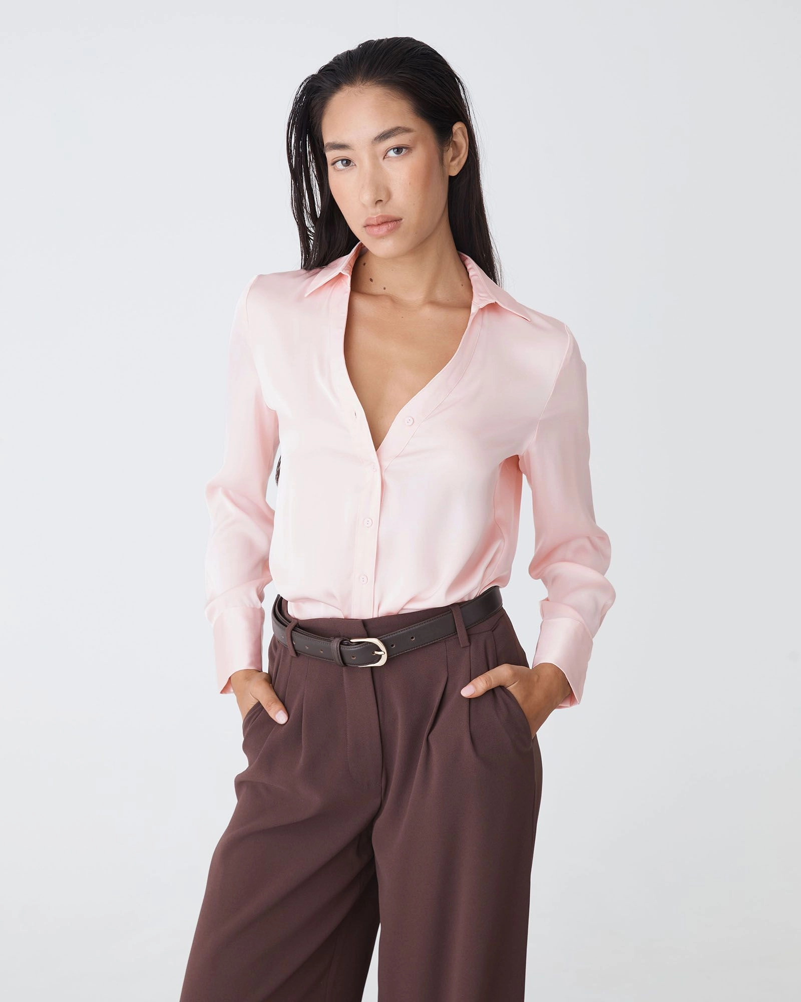 Forcast Clothing - Lila V-Neck Satin Blouse