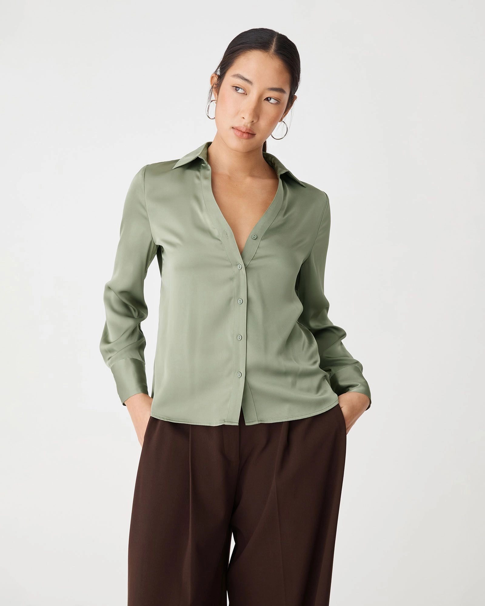 Forcast Clothing - Lila V-Neck Satin Blouse