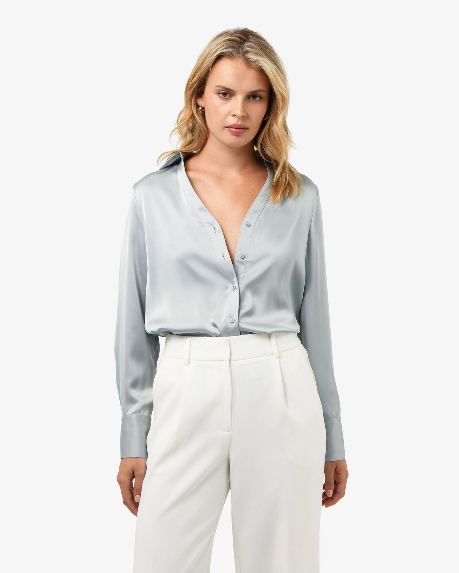 Forcast Clothing - Lila V-Neck Satin Blouse