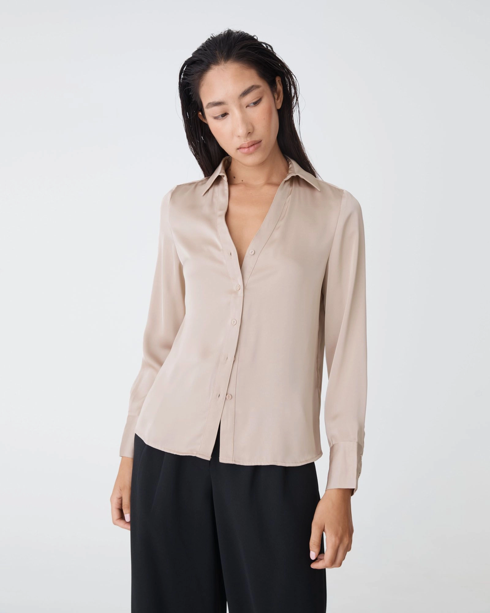 Forcast Clothing - Lila V-Neck Satin Blouse
