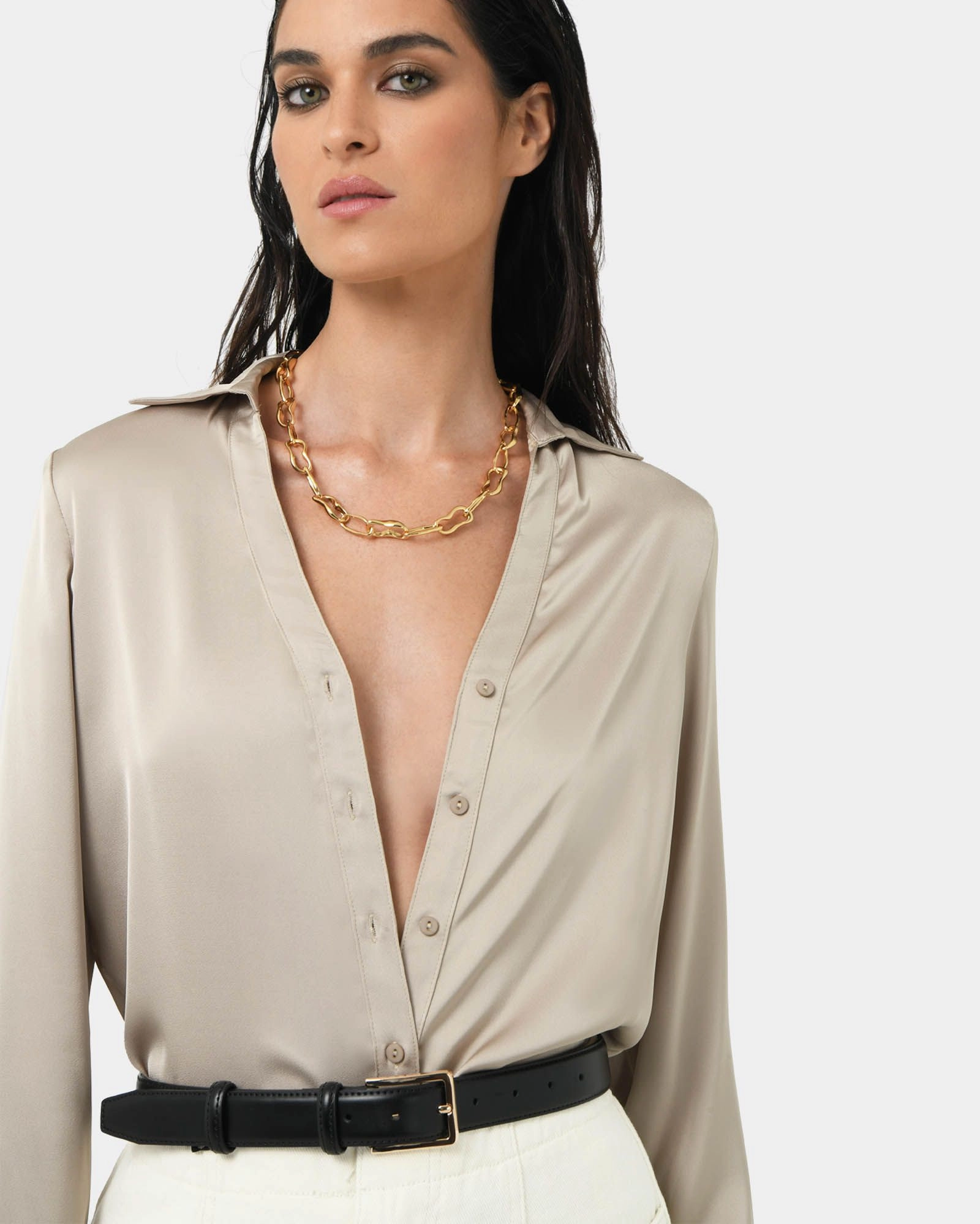 Forcast Clothing - Lila V-Neck Satin Blouse