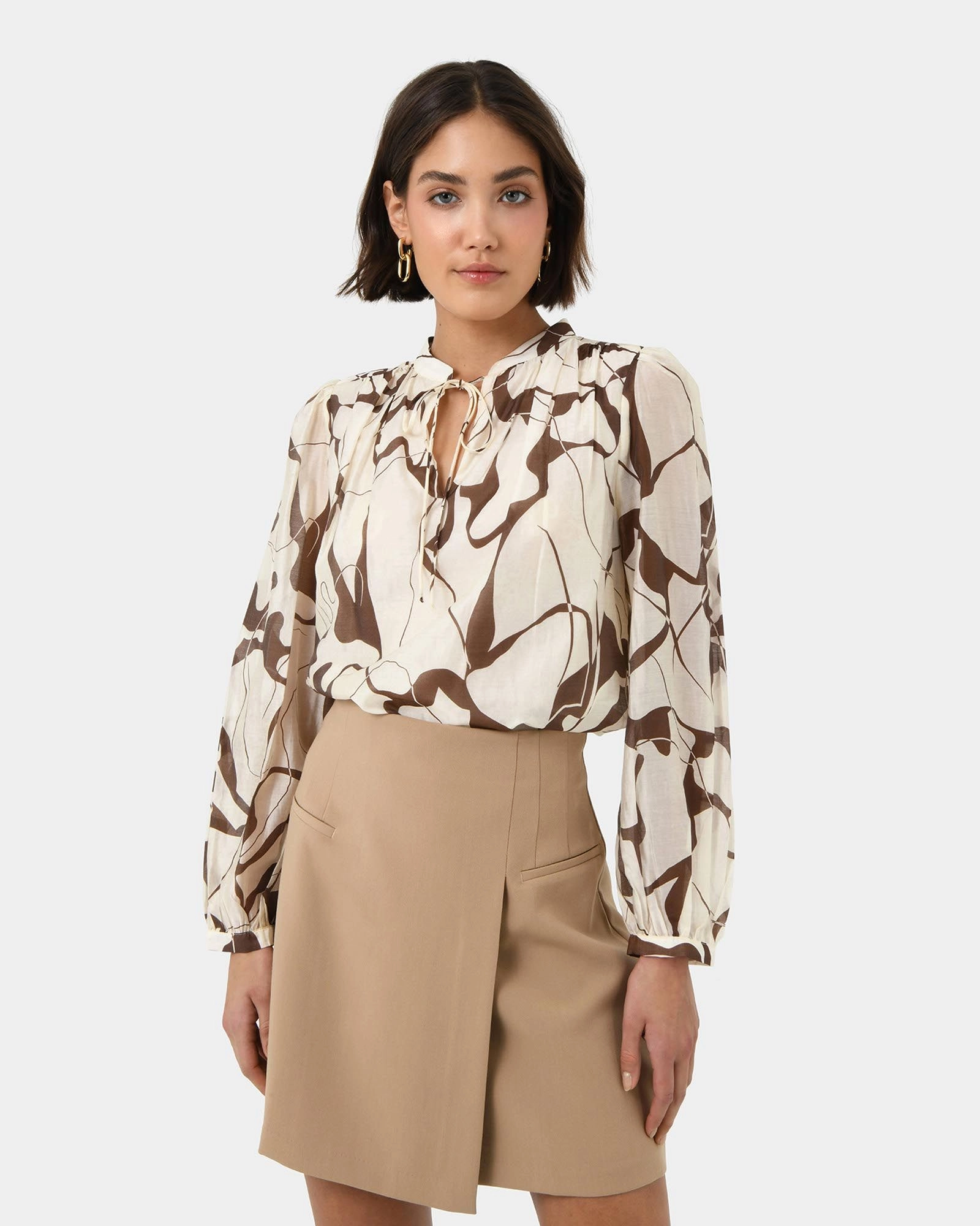 Forcast Clothing - Cleo V-neck Tie Blouse