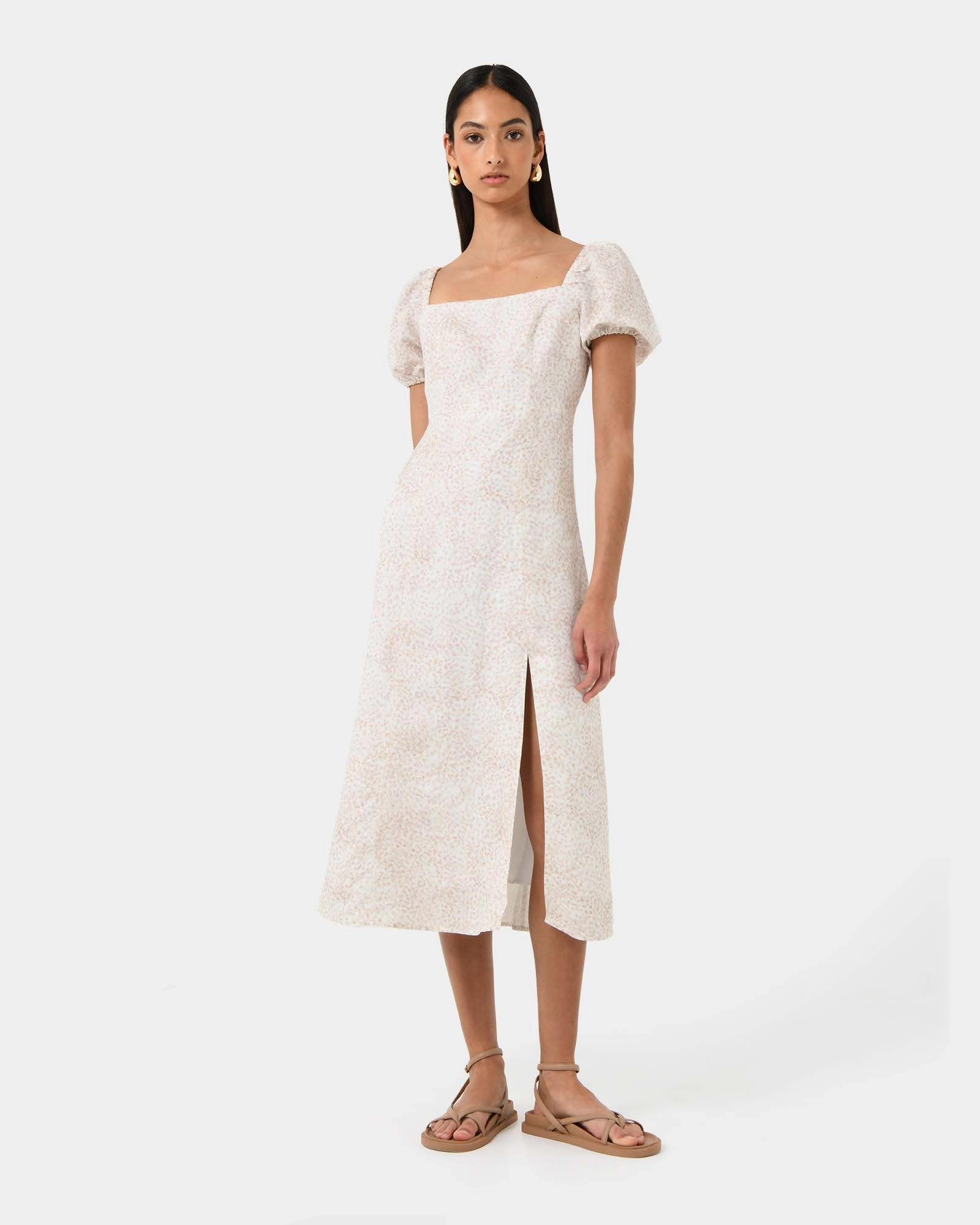 Forcast Clothing - Hazy Linen Puff Sleeve Dress