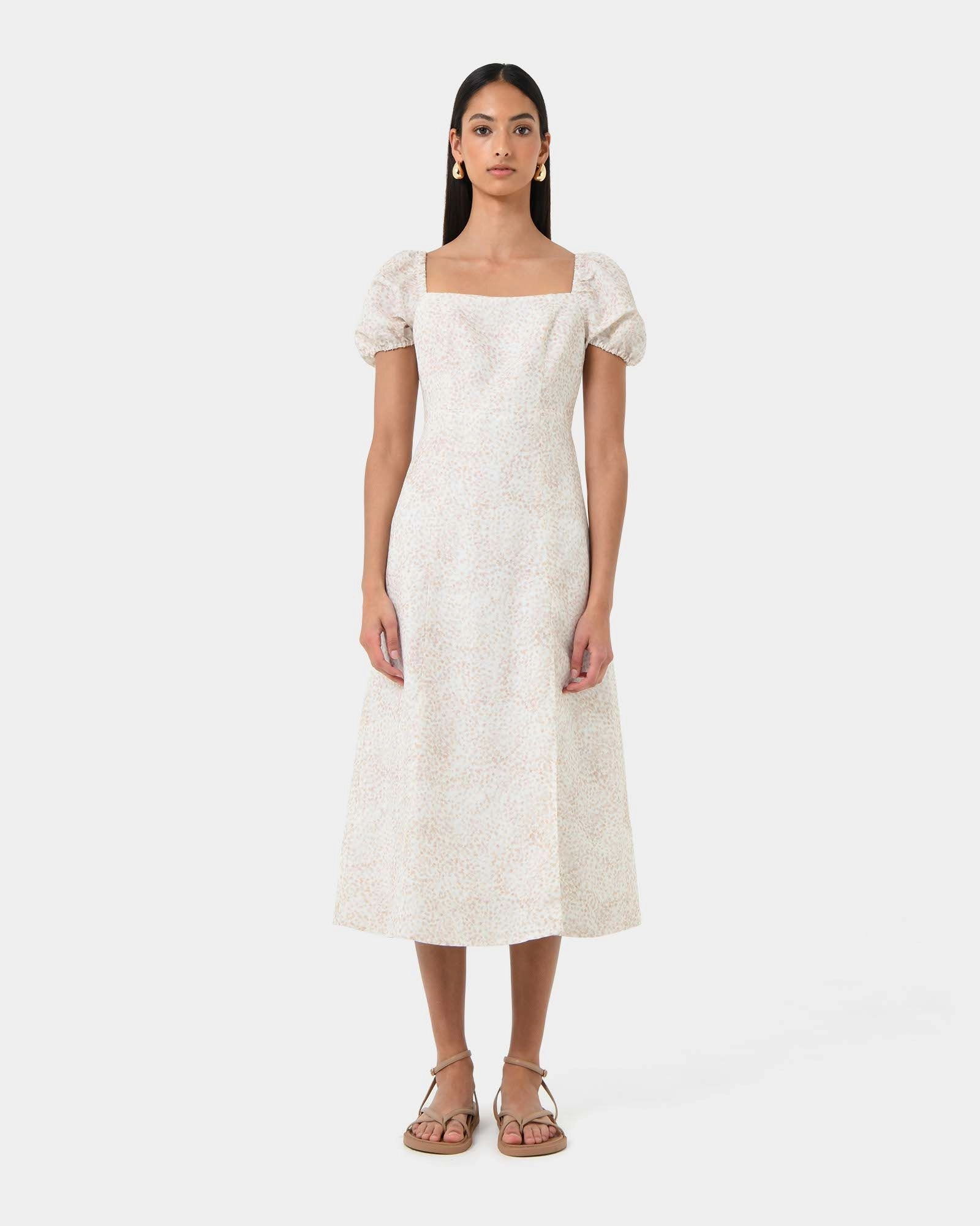 Forcast Clothing - Hazy Linen Puff Sleeve Dress