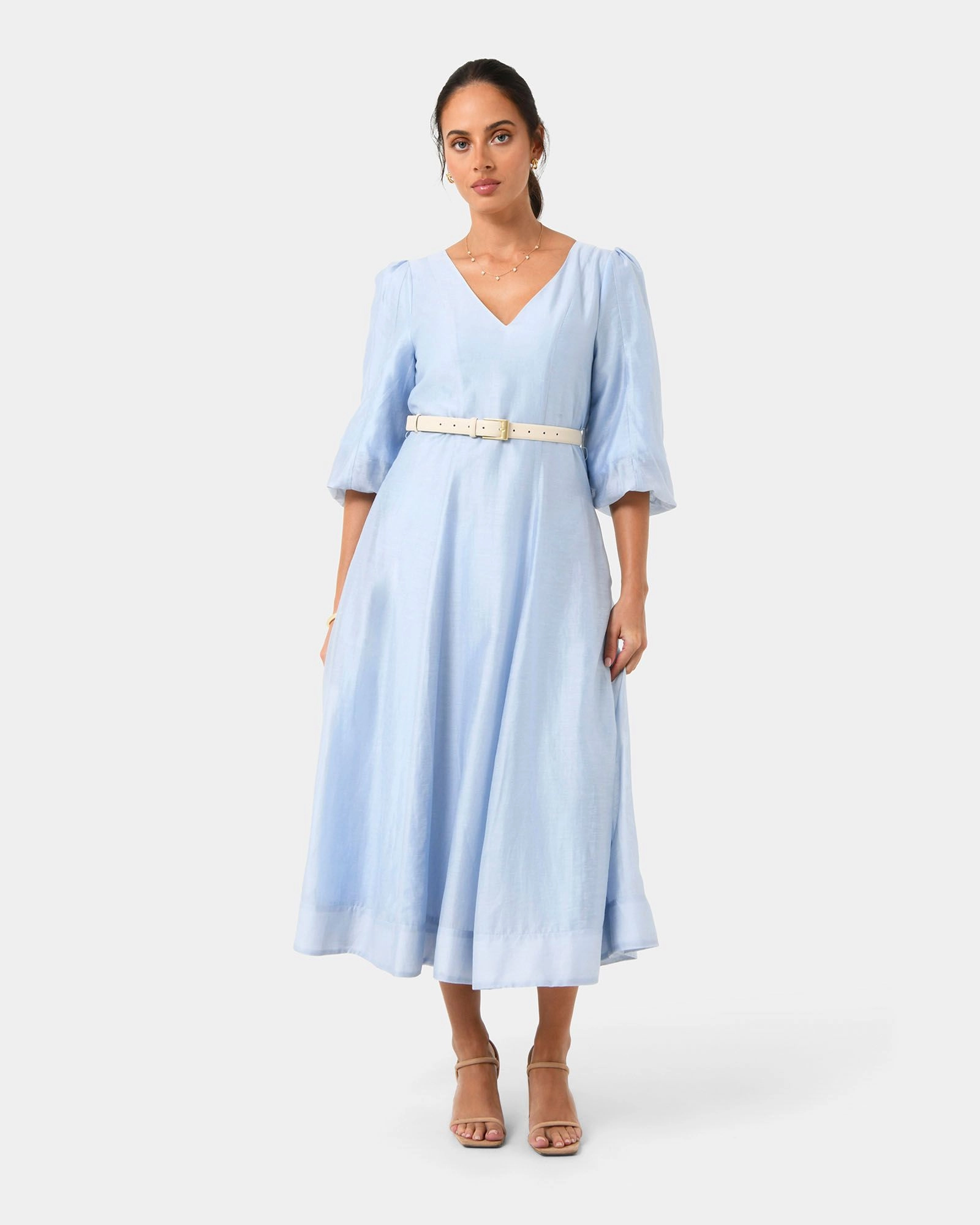 Forcast Clothing - Marlie Puff Sleeve Midi Dress